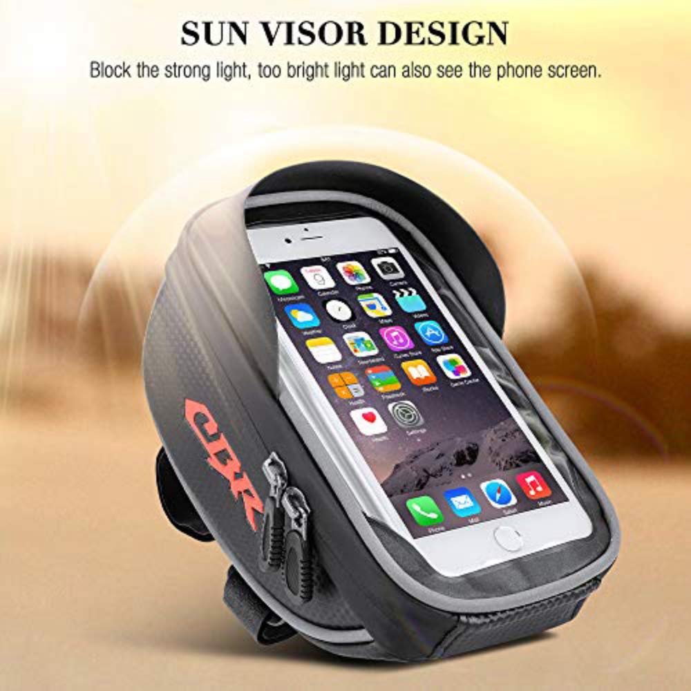 **Waterproof Bike Frame Bag - Top Tube Handlebar Pouch for Cycling with Touch Screen Phone Pocket (Fits Up to 6