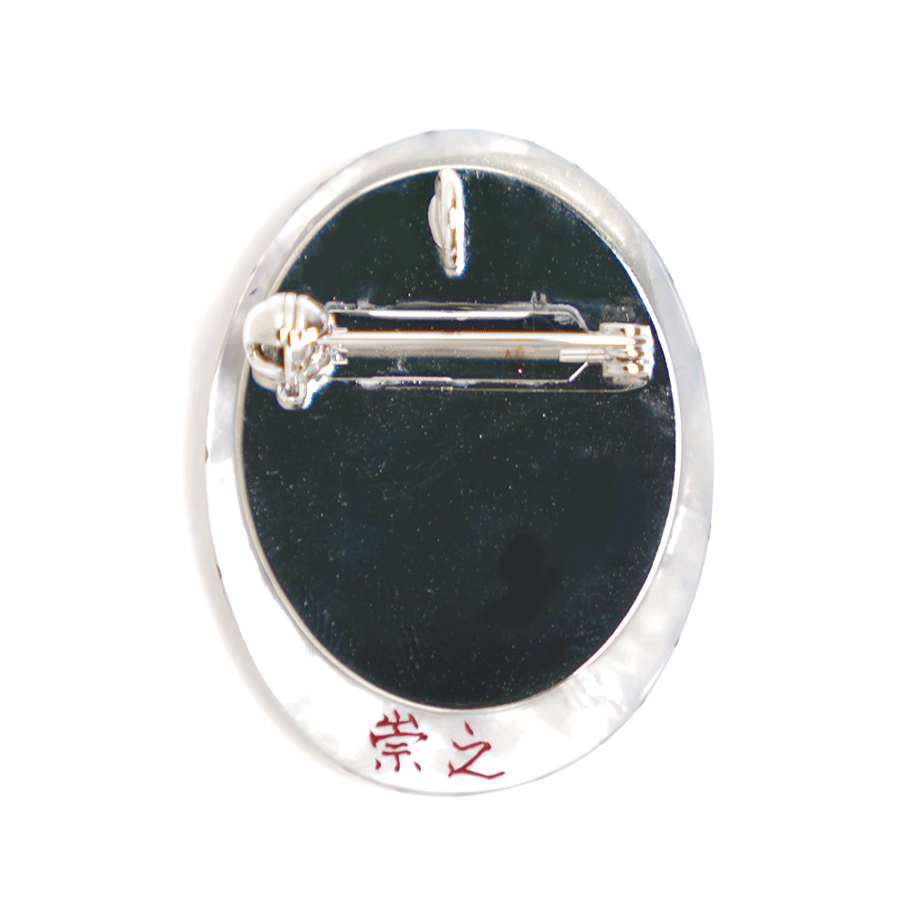 Handcrafted Maki-e Urushi Lacquer Brooch with White South Sea Pearl Shell - Flowing Water Design - Traditional Japanese Lacquer Jewelry for Women - Perfect for Weddings, Parties & Special Occasions