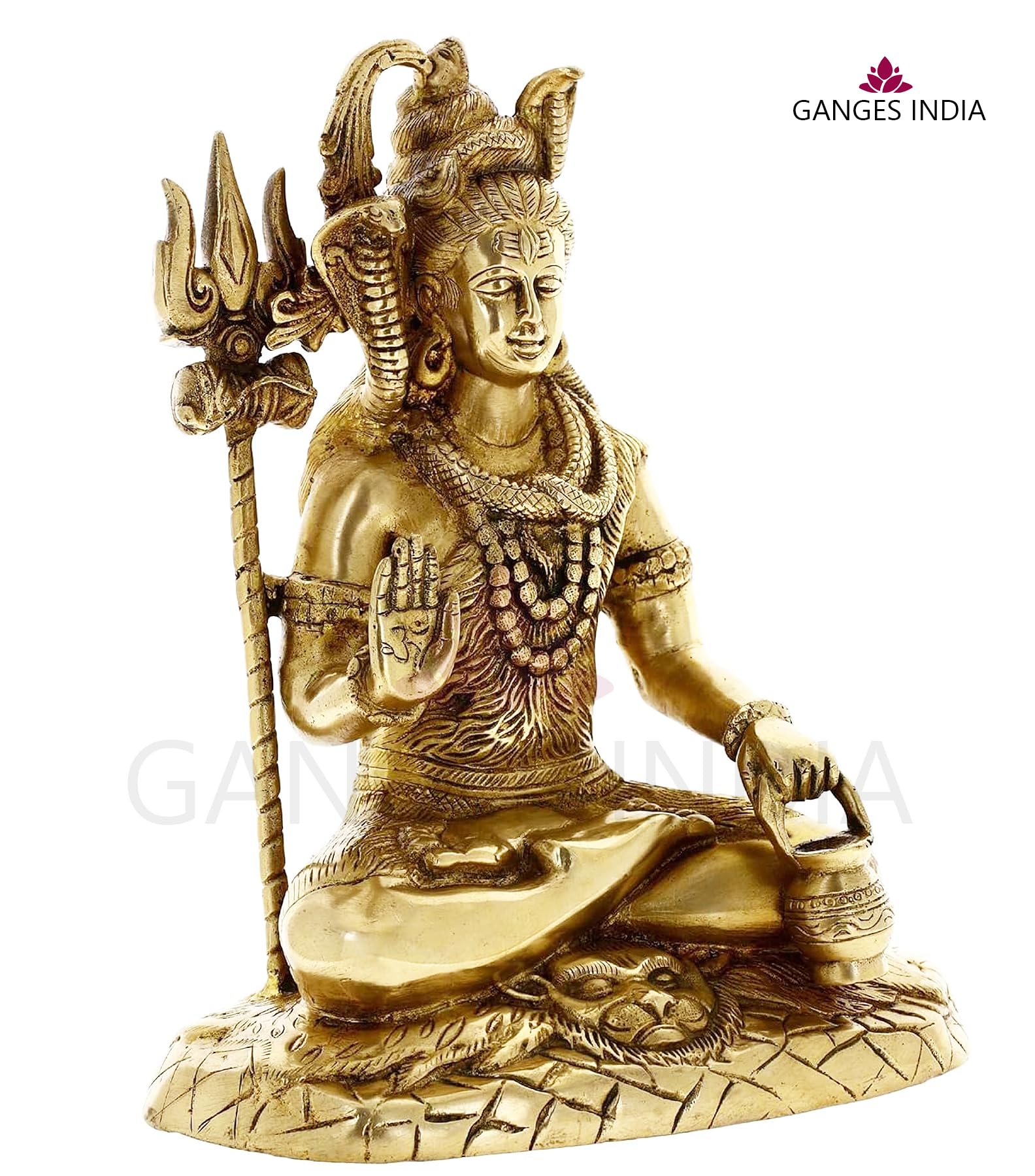 Lord Shiva Brass Statue (Mahadev) - Handcrafted Golden Hindu God Statue for Home Altar, Office Decor & Spiritual Meditation | Perfect for Puja Room, Yoga Studio & Gift