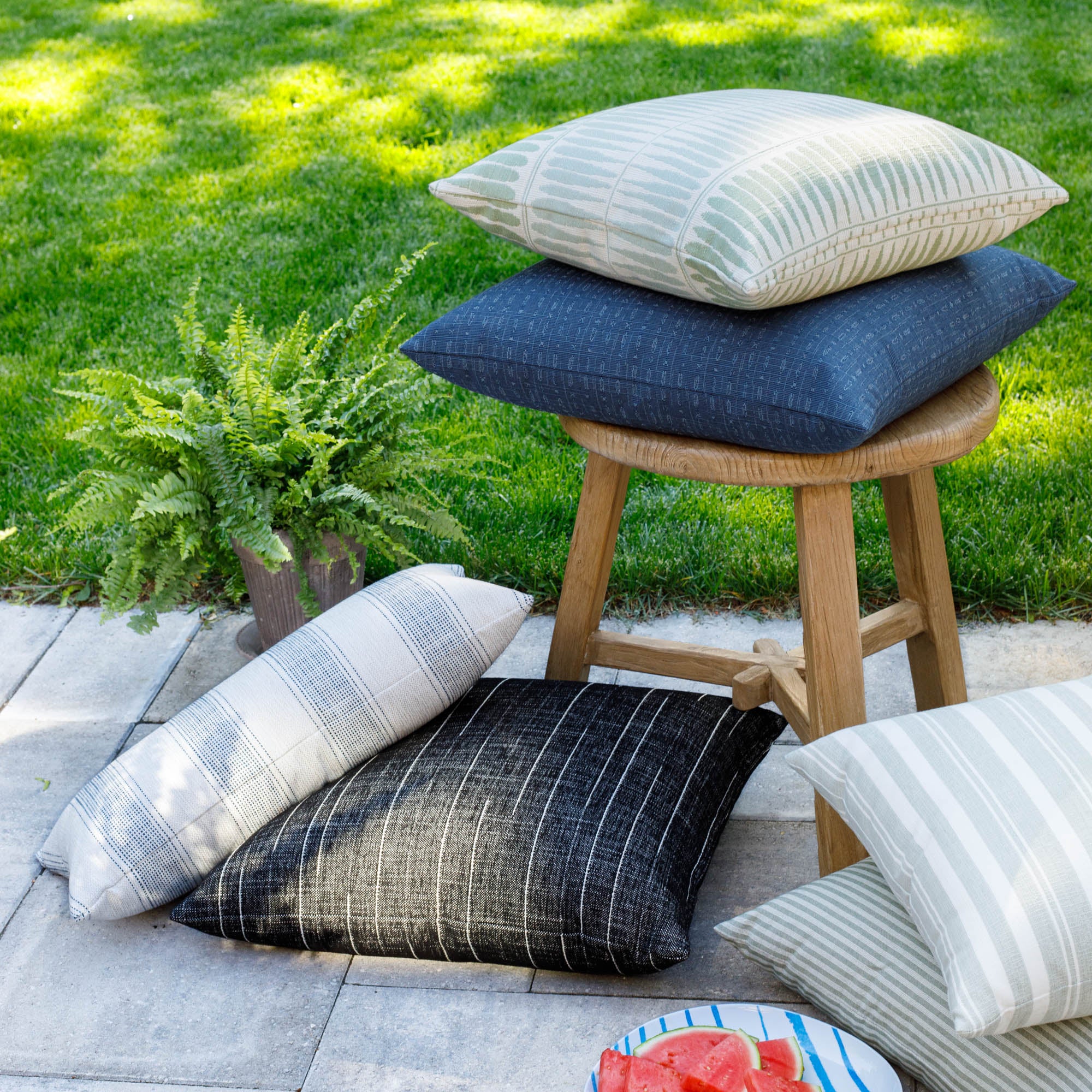 Embrace 22x22 Outdoor Pillow in Indigo - Waterproof Decorative Throw Pillow for Patio Furniture, Garden, Poolside & Porch