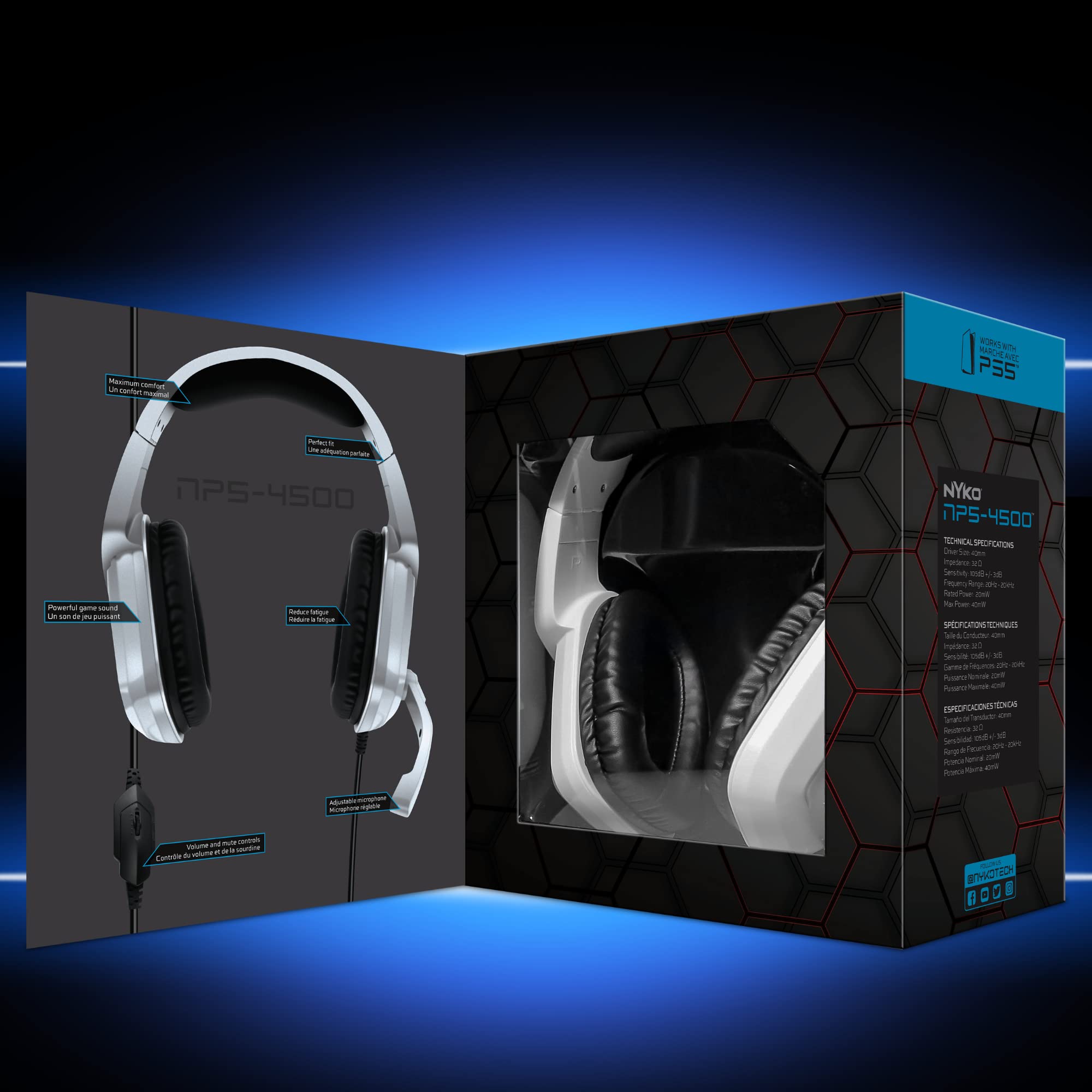 Nyko NP5-4500 Wireless Gaming Headset for PlayStation 5 - Noise Cancelling Over-Ear Headphones with Mic for Immersive Gaming & Online Chat
