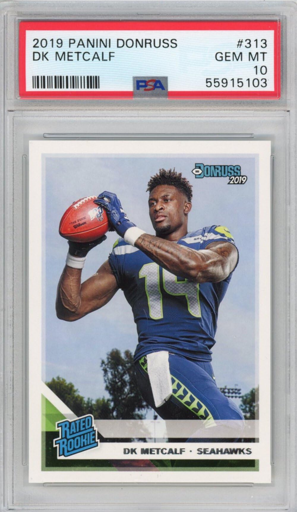 2019 Panini Donruss DK D.K. Metcalf #313 Rookie RC Football Card PSA 10 Gem Mint - Rare Collectible Sports Memorabilia for Football Fans & Card Collectors - Perfect for Display, Investment, and Trading