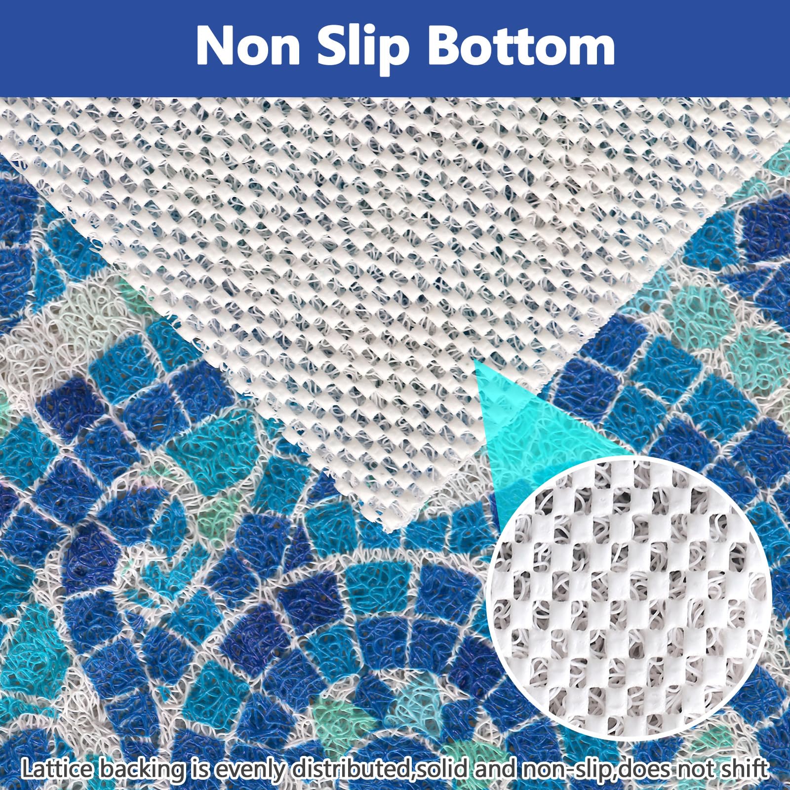 Non-Slip Shower Mat with Drain Holes - Extra Large 31x31 Inch Soft Loofah Bath Mat for Shower Stall - Anti-Slip Bathroom Floor Mat for Safety & Comfort - Perfect for Bathrooms, Showers, and Wet Areas