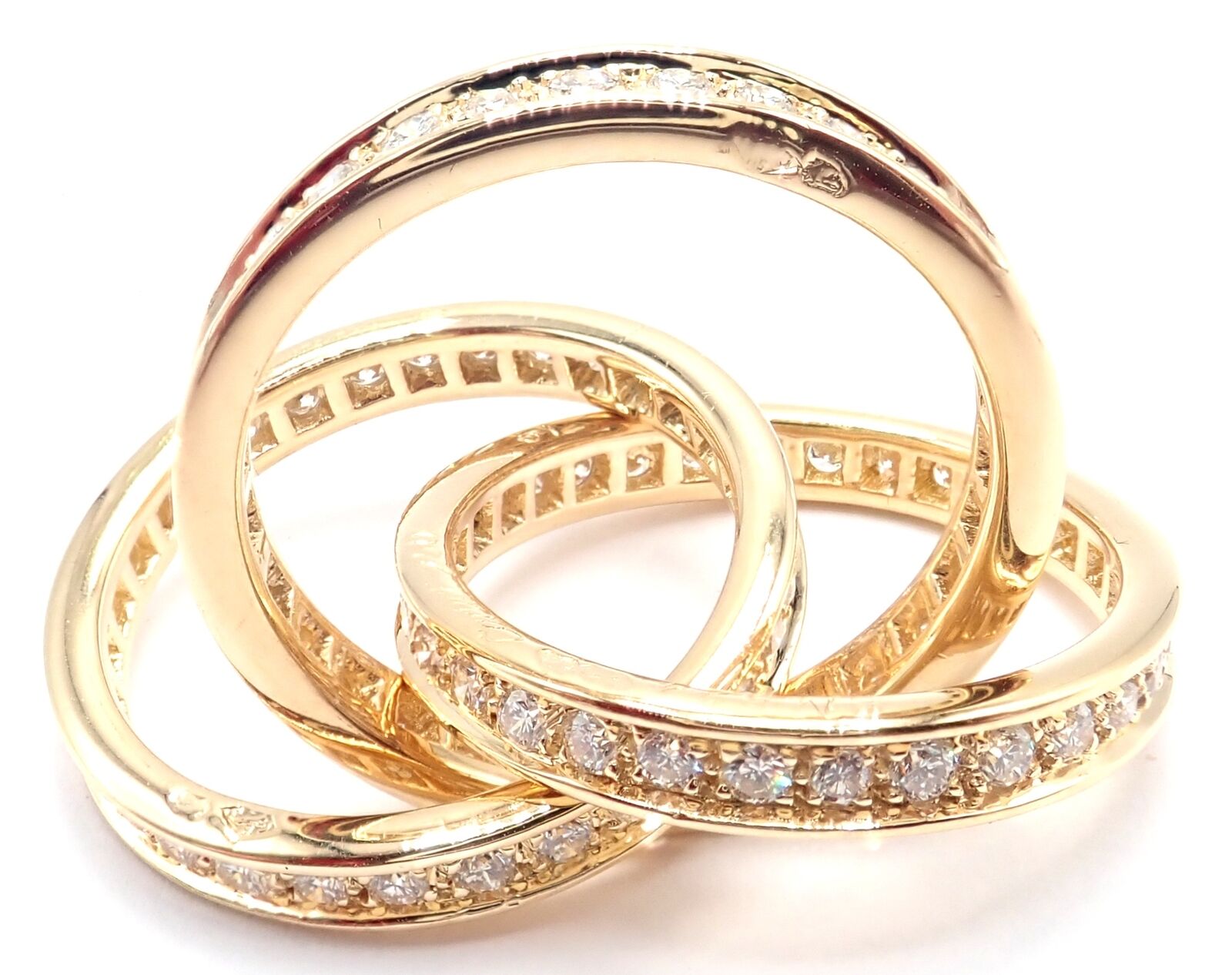 Authentic Cartier 18K Yellow Gold Diamond Trinity Band Ring Size 5.75 - Luxury Wedding Band for Women, Anniversary Gift for Her - Perfect for Engagements, Weddings & Special Occasions
