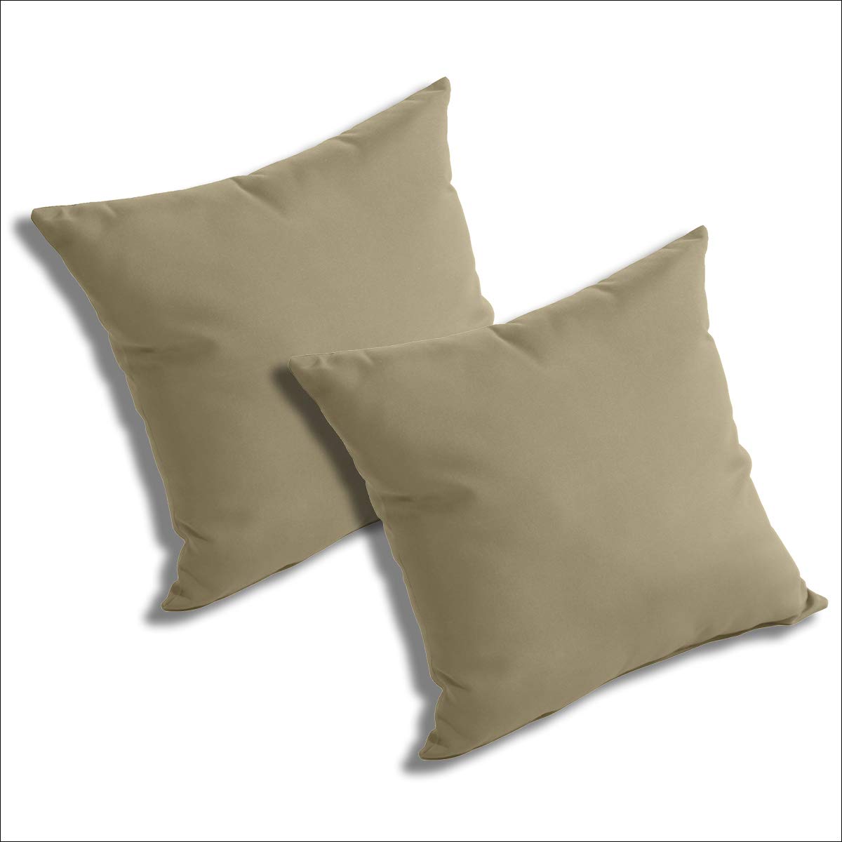 Premium Set of 2 Sunbrella Outdoor/Indoor Throw Pillows - Antique Beige - Water Resistant & Fade Proof Cushion Covers for Patio, Poolside, Deck, Sofa & Bed Decor