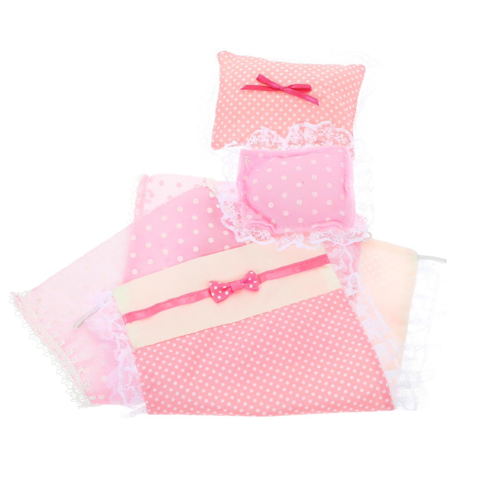 Miniature Doll Pillow and Bedding Set - 2 Pack Cotton Quilt with Small Pillows for Dollhouse | Perfect for Barbie Doll Beds, American Girl Doll Accessories & DIY Dollhouse Decor