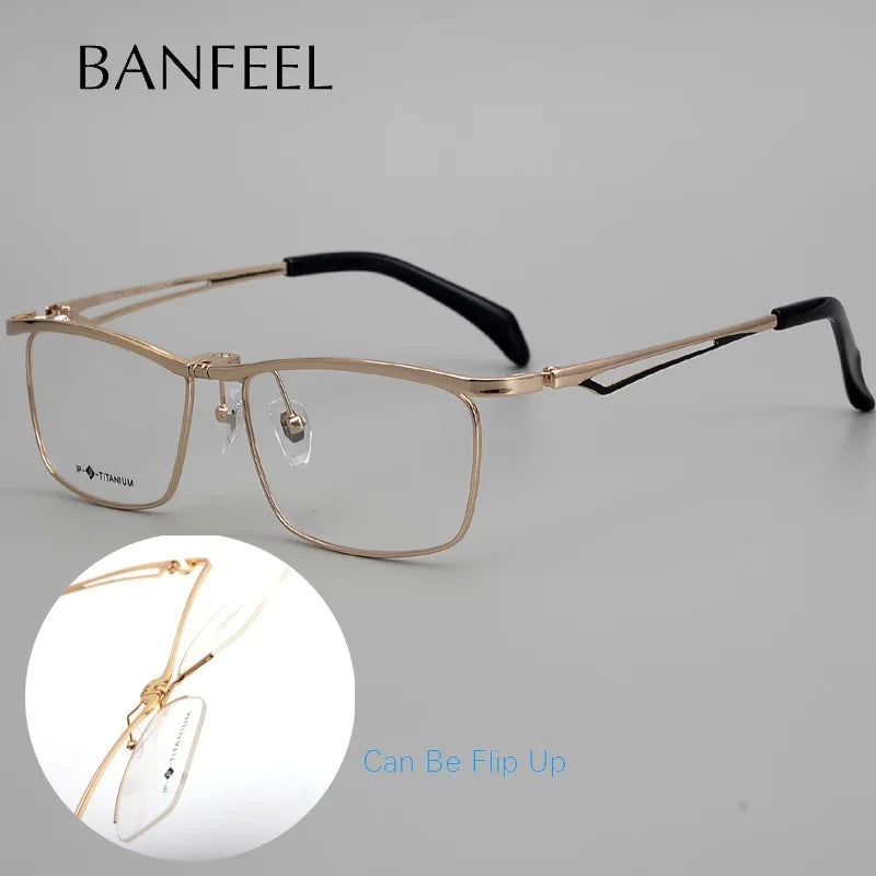 Aror Unisex Full Rim Square Titanium Flip Up Eyeglasses 19488 - Lightweight Durable Reading Glasses for Men & Women - Perfect for Outdoor Activities, Driving, and Computer Use