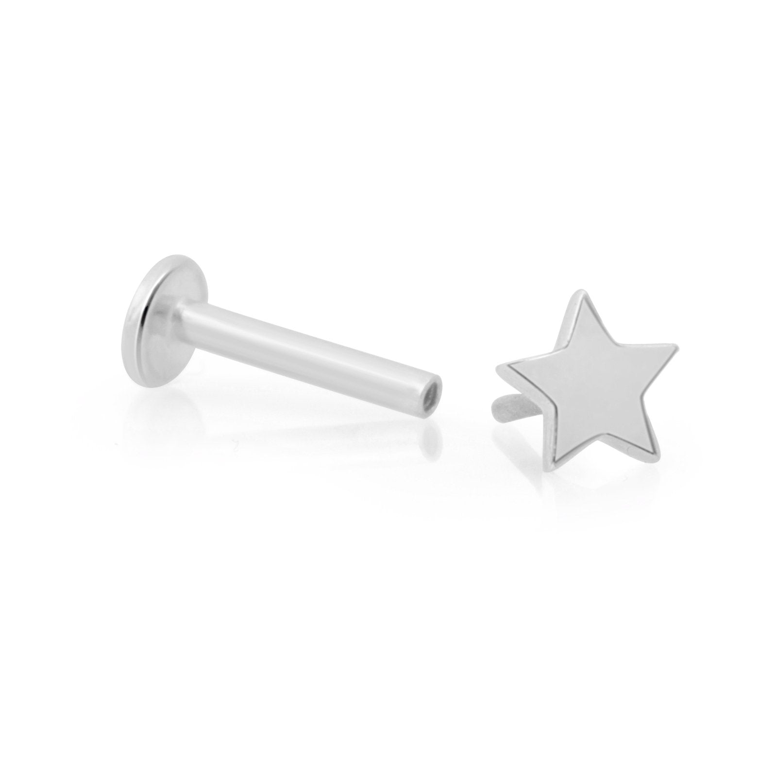 14K White Gold Star Flat Back Stud Earrings – Hypoallergenic & Durable for Everyday Wear | Perfect for Gifts, Parties & Special Occasions