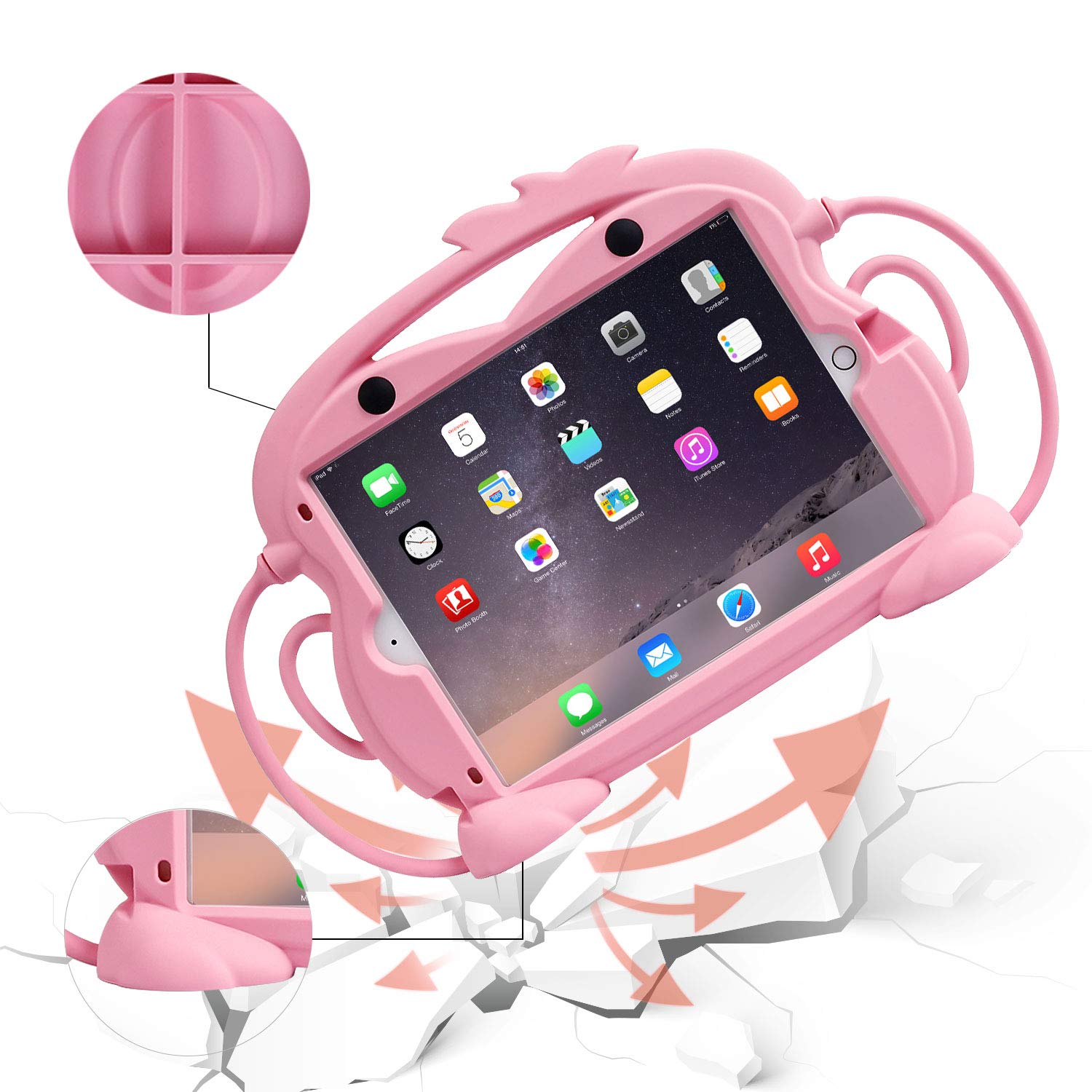 CHIN FAI Kids Shockproof Silicone Case for iPad 10.2-Inch (2021/2020/2019 Models) & iPad Air 3/iPad Pro 10.5 - Protective Stand Cover with Built-in Apple Pencil Holder (Pink) - Perfect for School, Travel & Home Learning