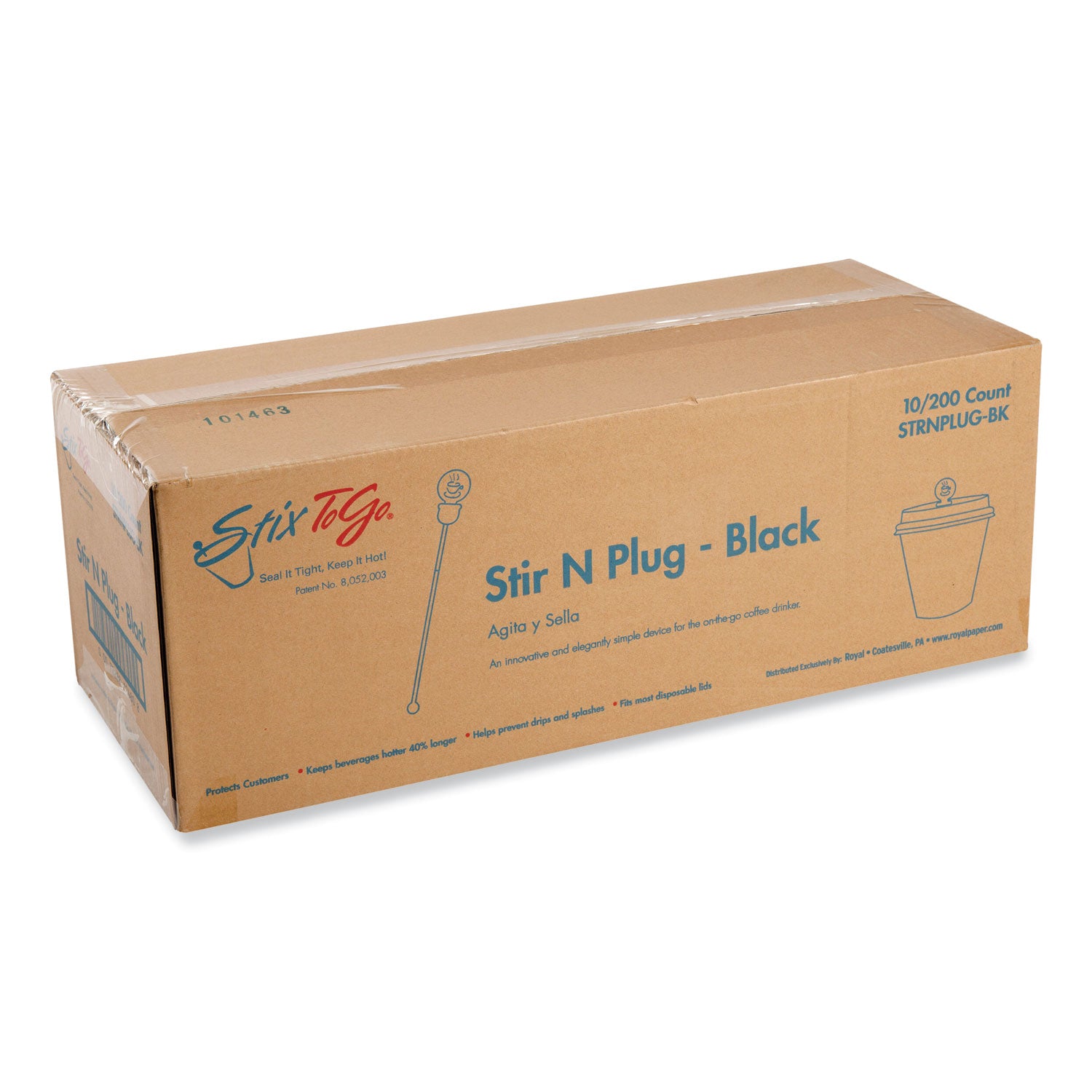 AmerCareRoyal® Black Beverage Plugs - 200 Count per Box, 10 Boxes per Carton | Perfect for Coffee Shops, Bars, and Catering Events