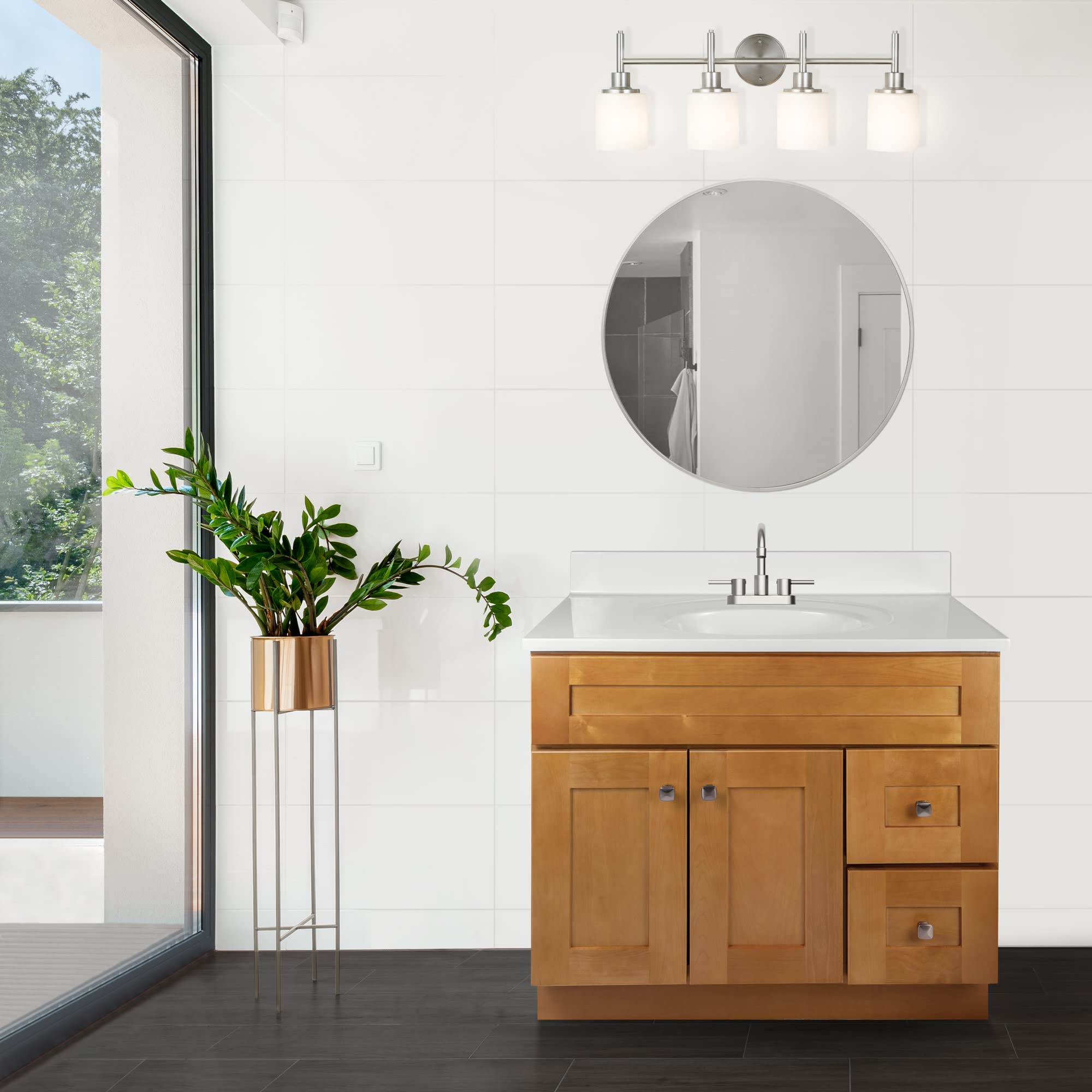 37 Inch Modern Bathroom Vanity Set with Countertop - Ready-to-Assemble Birch Wood Design for Small Bathrooms | Perfect for Home Renovation & Apartment Upgrades