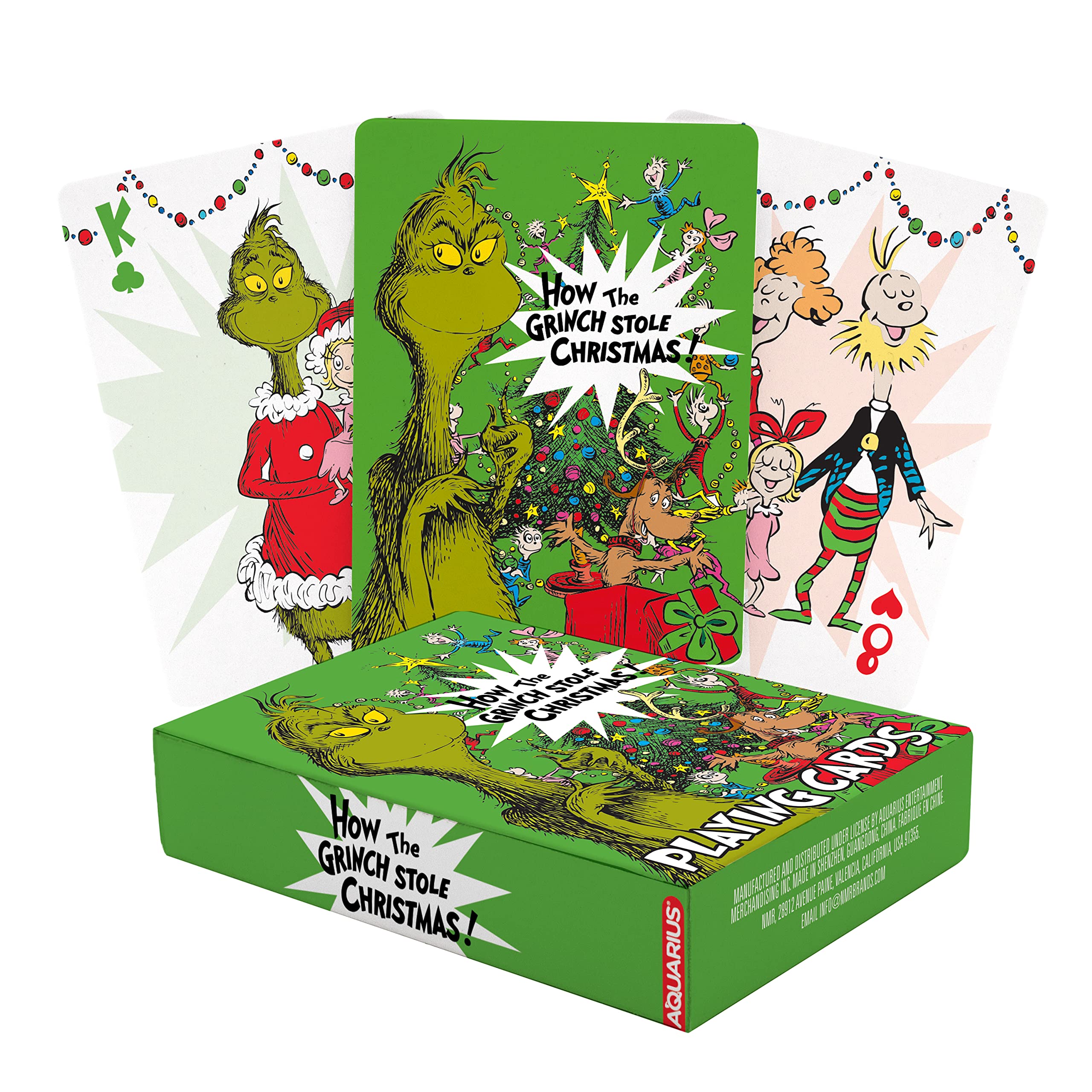 Officially Licensed Grinch Playing Cards - Premium Poker Size Deck with Linen Finish for Poker, Blackjack & Family Game Nights - AQUARIUS Collectible Card Game Merchandise