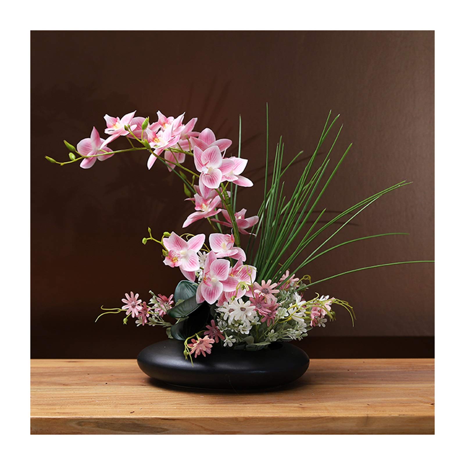 Premium Artificial Orchid Flowers - Realistic Faux Phalaenopsis Bonsai with Ceramic Pot for Home & Office Decor (White, 12