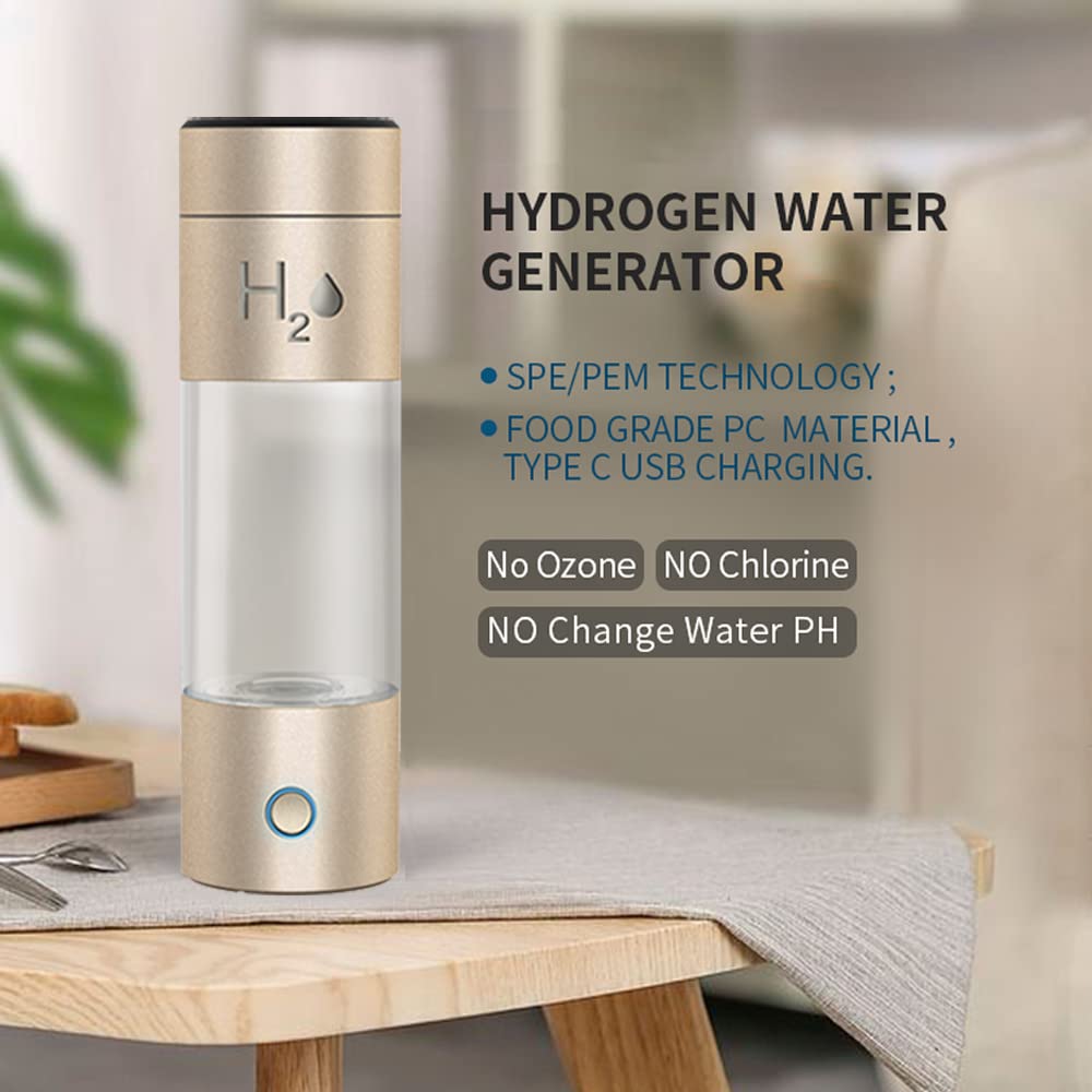 Premium Hydrogen Water Bottle Generator - High Concentration 4500ppb, SPE/PEM Dual Chamber Ionizer with Durable Metal Body | Portable Hydrogen Water Maker for Home, Travel & Gym Use