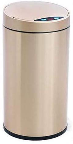 BYCDD Smart Induction Trash Can - Automatic Sensor Waste Bin with Silent Closure for Kitchen, Bathroom, Bedroom & Living Room | Touchless Garbage Can in Gold Finish | Perfect for Home, Office & Commercial Spaces
