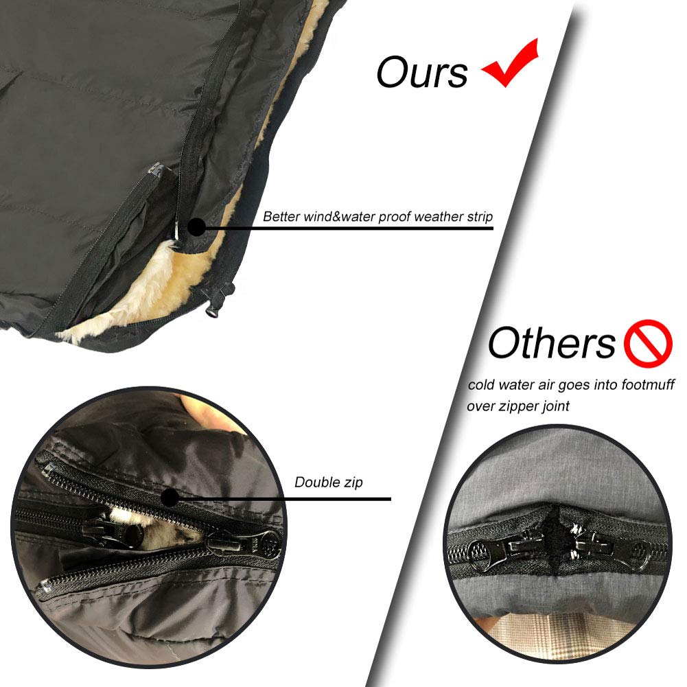 3 in 1 Australia Sheepskin Footmuff for Baby Strollers - Weatherproof & Adjustable Temperature Stroller Bunting Bag - Premium Lambskin Travel Accessory for Infants - Perfect for Winter Walks, Outdoor Adventures & Car Seat Compatibility