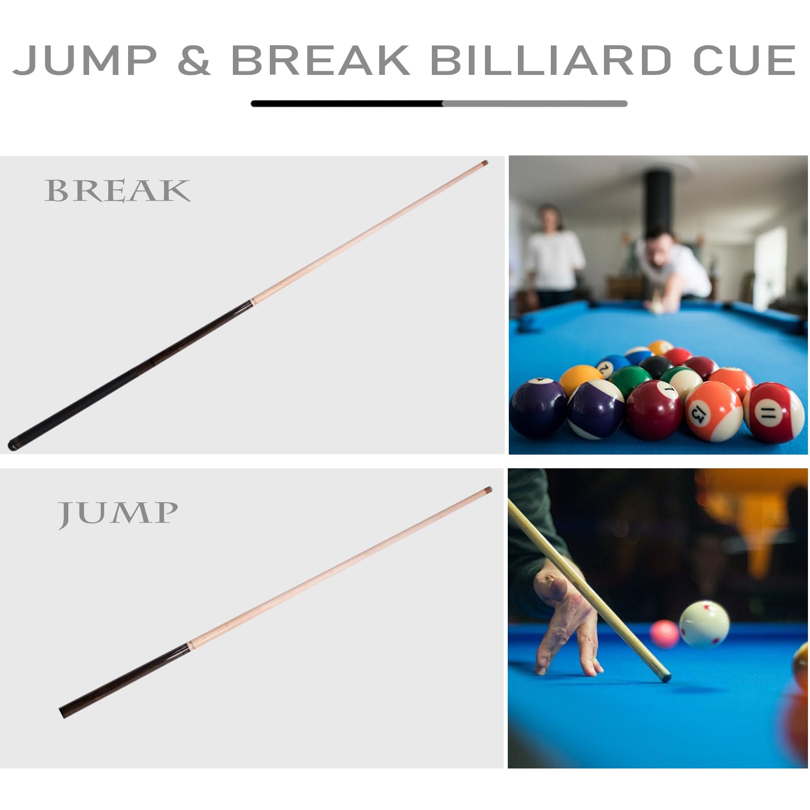 Heavy Hitter 3-Piece Jump Break Pool Cue Stick - 23oz Zebra Wood Professional Billiard Cue for Powerful Breaks & Jump Shots | Perfect for Tournament Play & Home Pool Tables