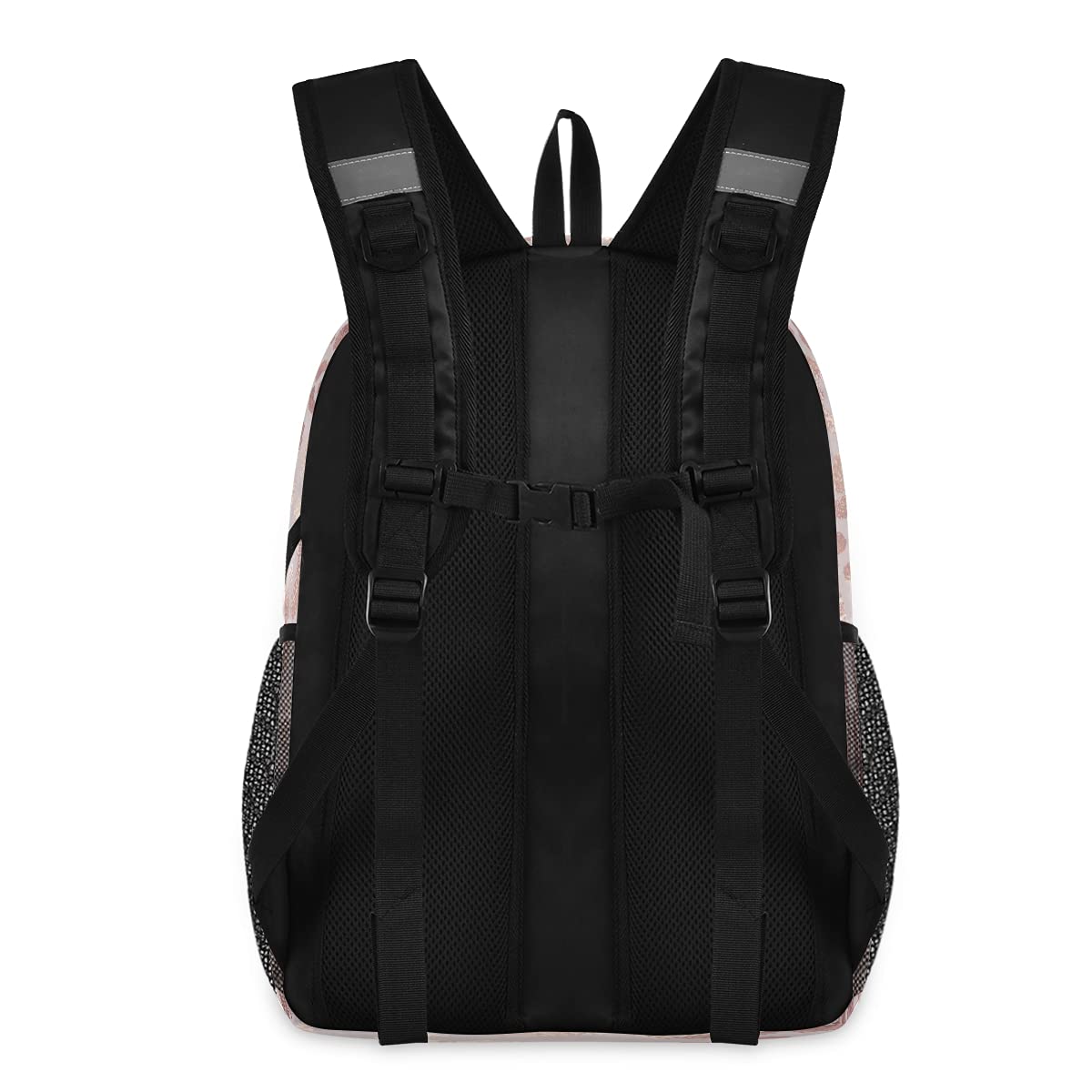 Stylish Leopard Print Rose Gold Backpack for School - Durable Bookbag with Water Bottle Pocket & Laptop Compartment - Perfect for College, Travel & Daily Commute