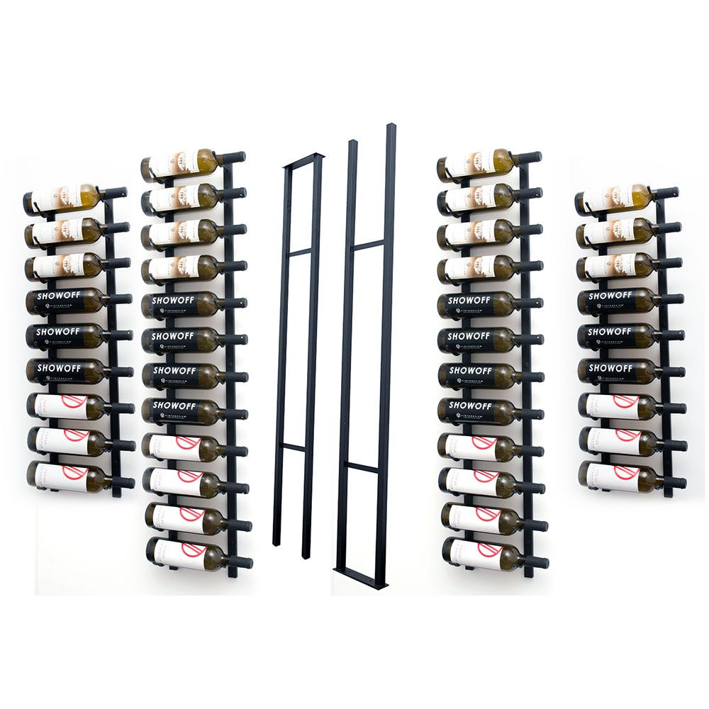 2-Sided Floating Wine Rack Kit - Holds 42 Bottles | Wall-Mounted Wine Storage for Kitchen, Bar & Dining Room | Space-Saving Wine Display Organizer