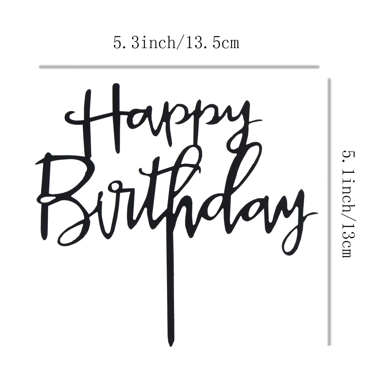 Happy Birthday Cake Topper - Elegant Acrylic Black Cake Decor for Birthday Parties | Perfect for Wedding, Anniversary & Celebration Cakes