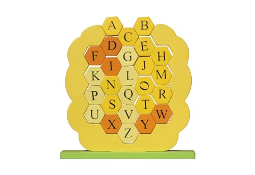 EcoSmartLearn Wooden Honeycomb Stacking Toy - Montessori Educational Stacker for Toddlers 1-2 Years Old | Natural Wooden Baby Toy with Bright Colors & Shapes | Safe & Eco-Friendly Learning Toy for Early Childhood Development | Perfect for Daycare, Preschool & Home Playtime