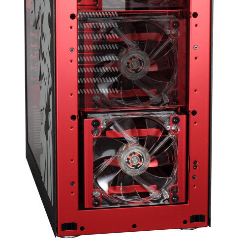 Lian Li EX-332NR Anti Vibration HDD Cage with Cooling Fan - Anodized Red for PC Case - Perfect for Gaming Rigs & Silent Workstations