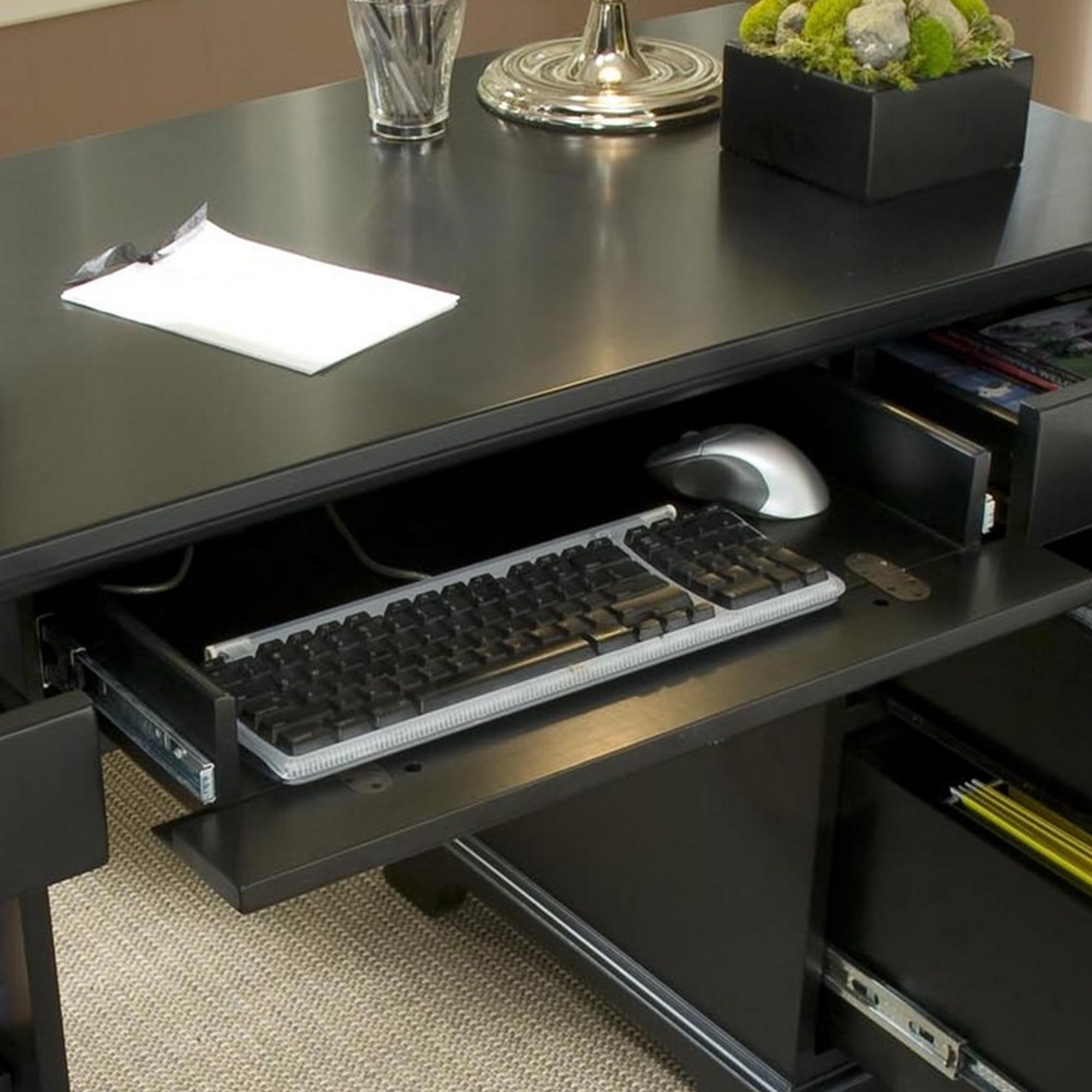 Homestyles Black Pedestal Desk for Home Office Work