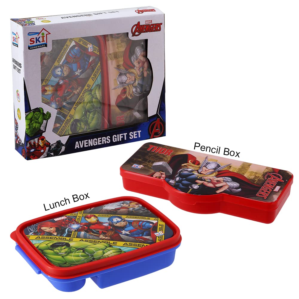 SKi Homeware Avengers Themed Gift Set for Kids - Thor Lunch Box & Pencil Box | Superhero School Supplies & Birthday Gifts for Boys and Girls