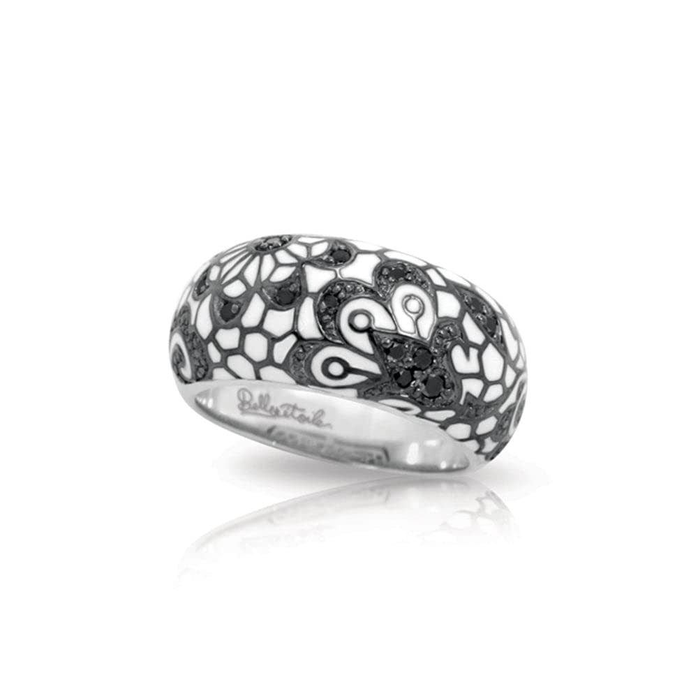 Belle Etoile Fleur De Lace Constellation Ring - White Gold Plated, Size 7 | Elegant Starry Night Jewelry for Women, Perfect for Date Nights, Weddings & Special Occasions