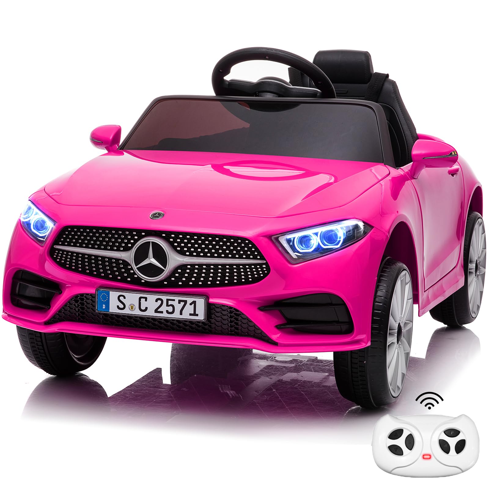 **12V Mercedes Benz Licensed Kids Electric Ride-On Car with Remote Control - Adjustable Speed, Safety Belt, Music & LED Lights (Pink) - Perfect for Outdoor Play, Birthday Gifts & Toddler Fun**