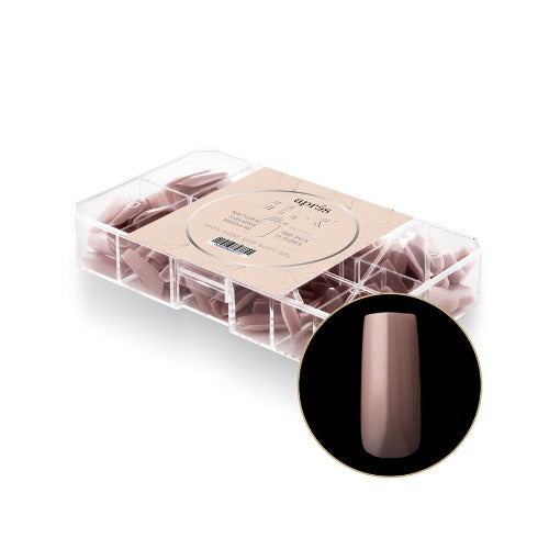 Apres Gel X Neutrals Mia Natural Tips 150pc Medium Square - Professional Salon Quality Press-On Nails for Home Manicure, Wedding, Party & Special Occasions