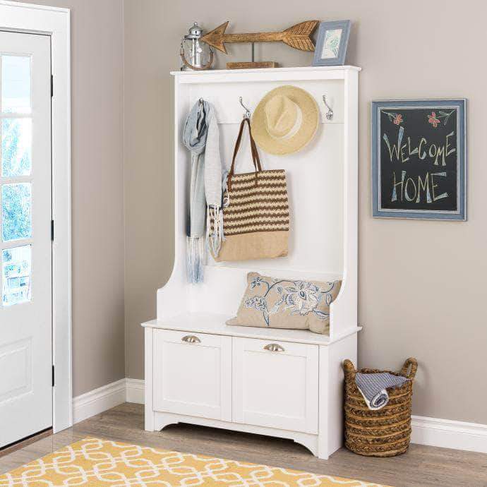 Shaker Style Wide Hall Tree with Storage Doors - Multiple Size & Finish Options for Entryway Organization & Mudroom Storage