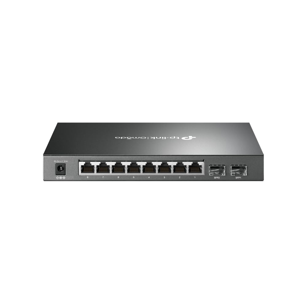 TP-Link JetStream 8-Port Gigabit Smart PoE+ Switch with 2 SFP Slots | 8 PoE+ Ports, 58W Budget, Fanless Design (SG2210P) | Ideal for Home Office, Small Business Network & Surveillance Systems