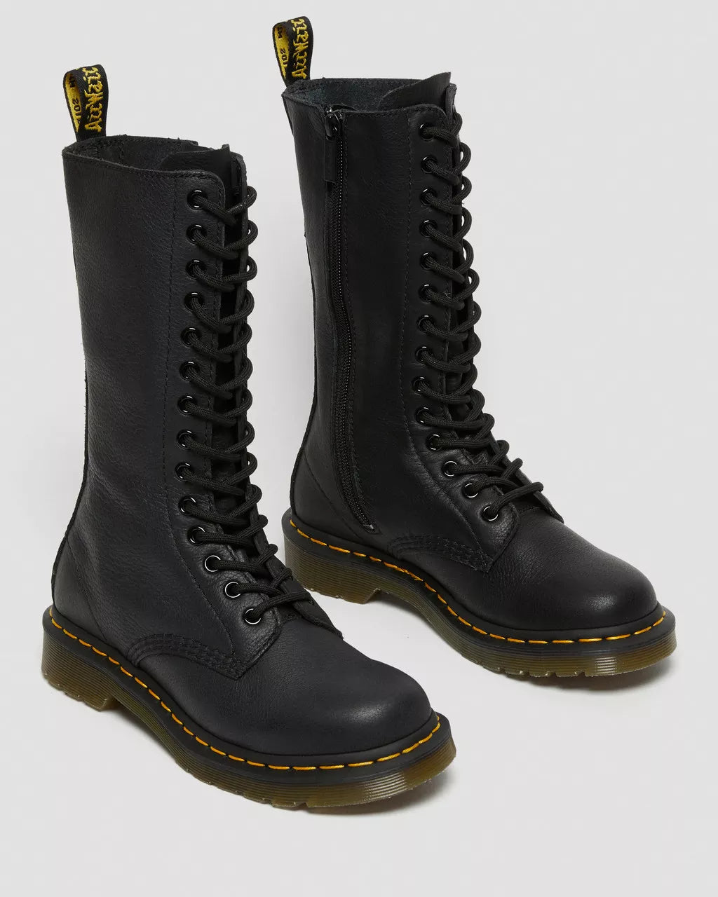 IB99 Black 14 Eye Combat Boots for Women - Punk Gothic Lace Up Ankle Boots for Fashion, Cosplay & Everyday Wear