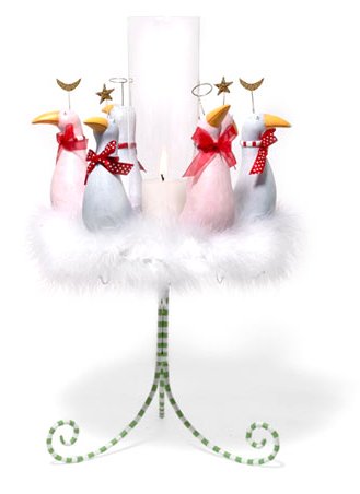 Department 56 Krinkles Six Geese Christmas Candle Holder - Elegant Holiday Table Centerpiece for Festive Decorations