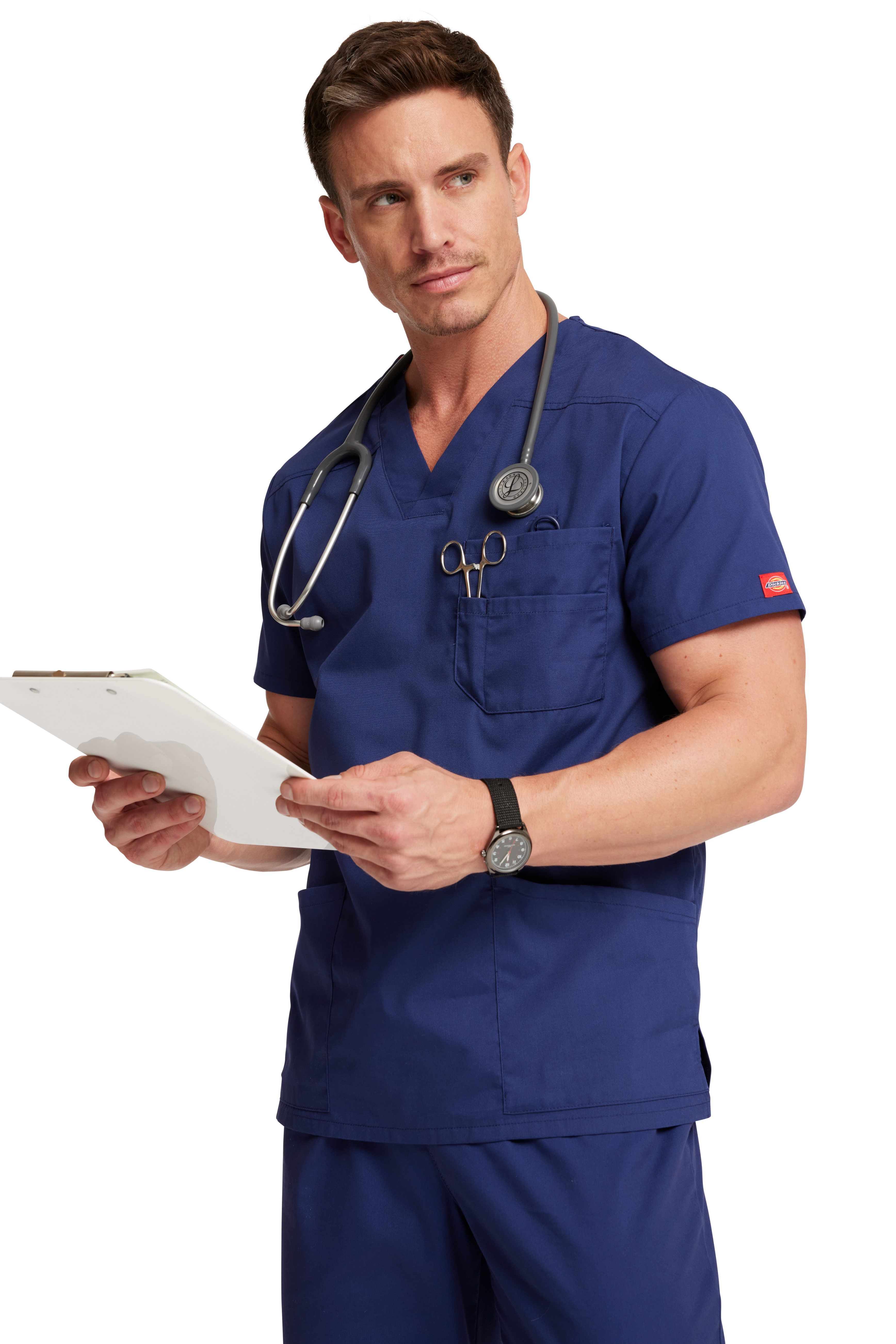 Men's 5 Pocket V-Neck Scrub Top for Medical Professionals - Comfortable Work Uniform for Doctors & Nurses (Sizes 2XL-5XL) - Perfect for Hospitals, Clinics & Healthcare Settings