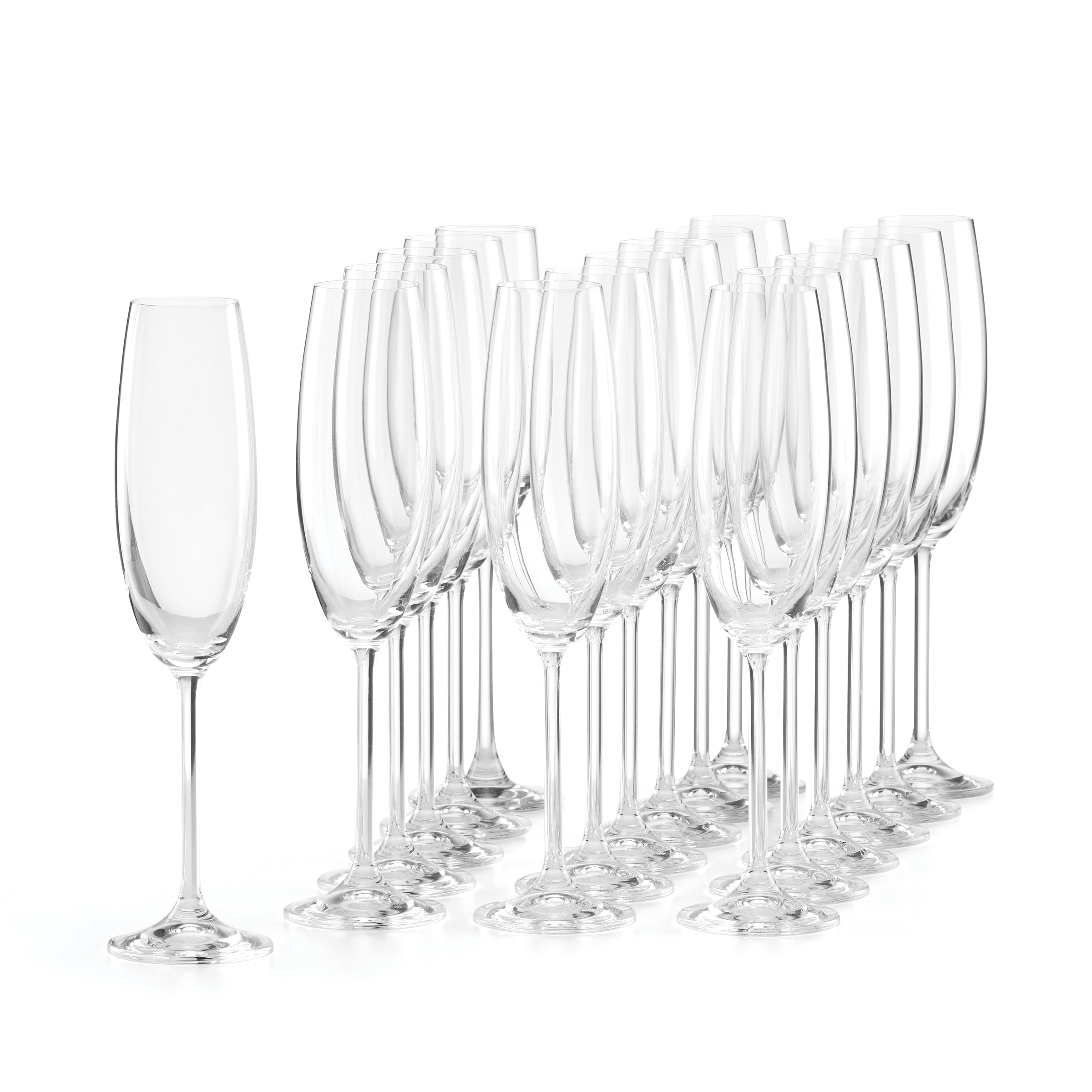 Premium Tuscany Classics Champagne Flute Glasses - Set of 18 Elegant Crystal Clear Wine Glasses for Weddings, Parties & Celebrations - Dishwasher Safe Stemware for Sparkling Wine & Champagne