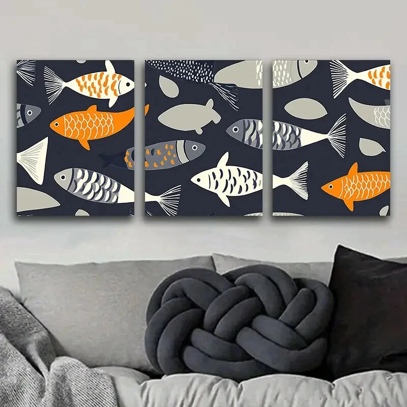 3-Piece Fish Culture Wall Art Set - Framed Canvas Prints 40x60cm | High Quality Australian Made | Ready to Hang | Perfect for Living Room, Bedroom & Office Decor