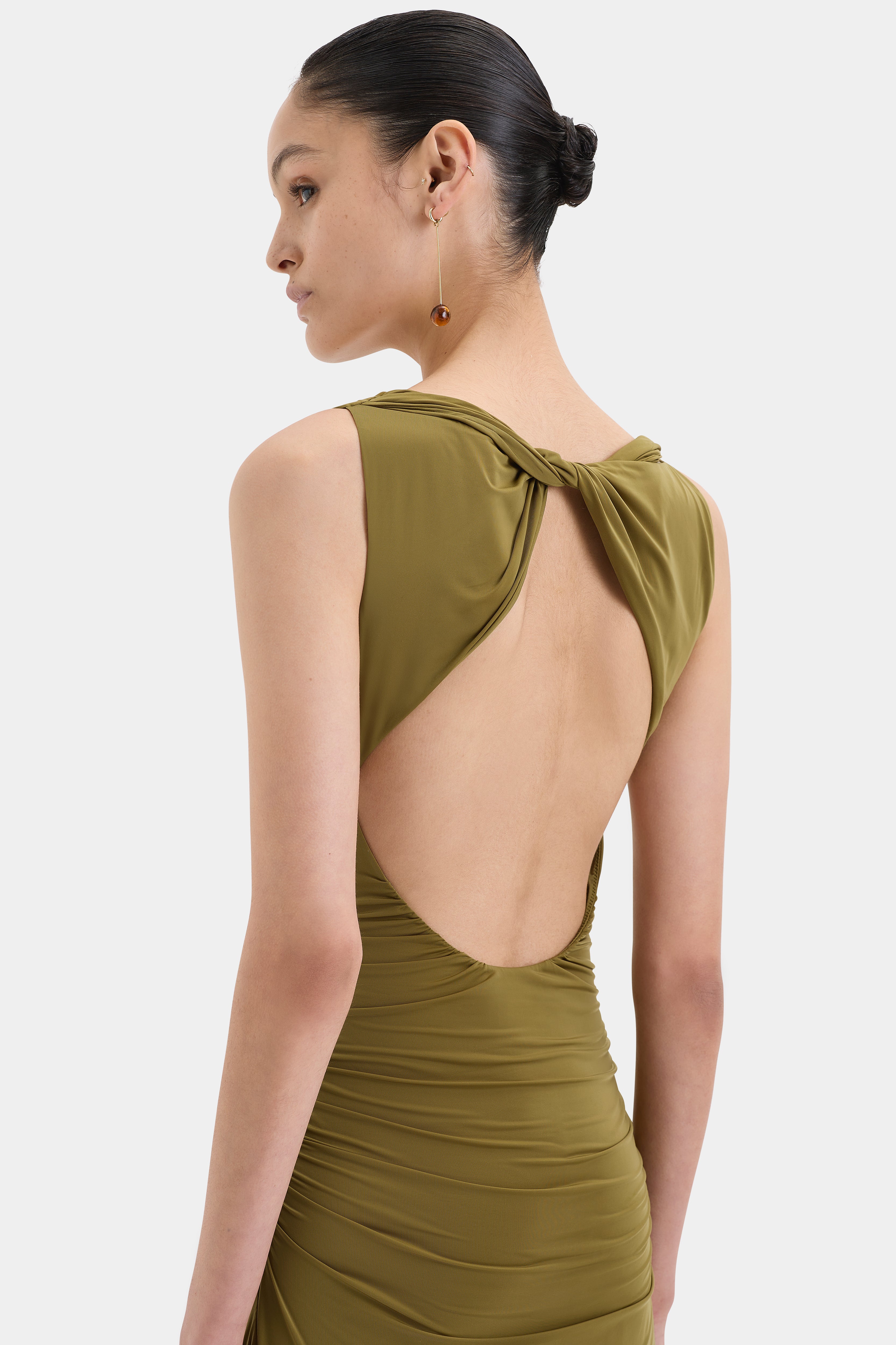 Cascina Twist Midi Dress for Women | Flowy Summer Dress with Twist Detail | Perfect for Beach Vacations, Date Nights & Brunch Outings