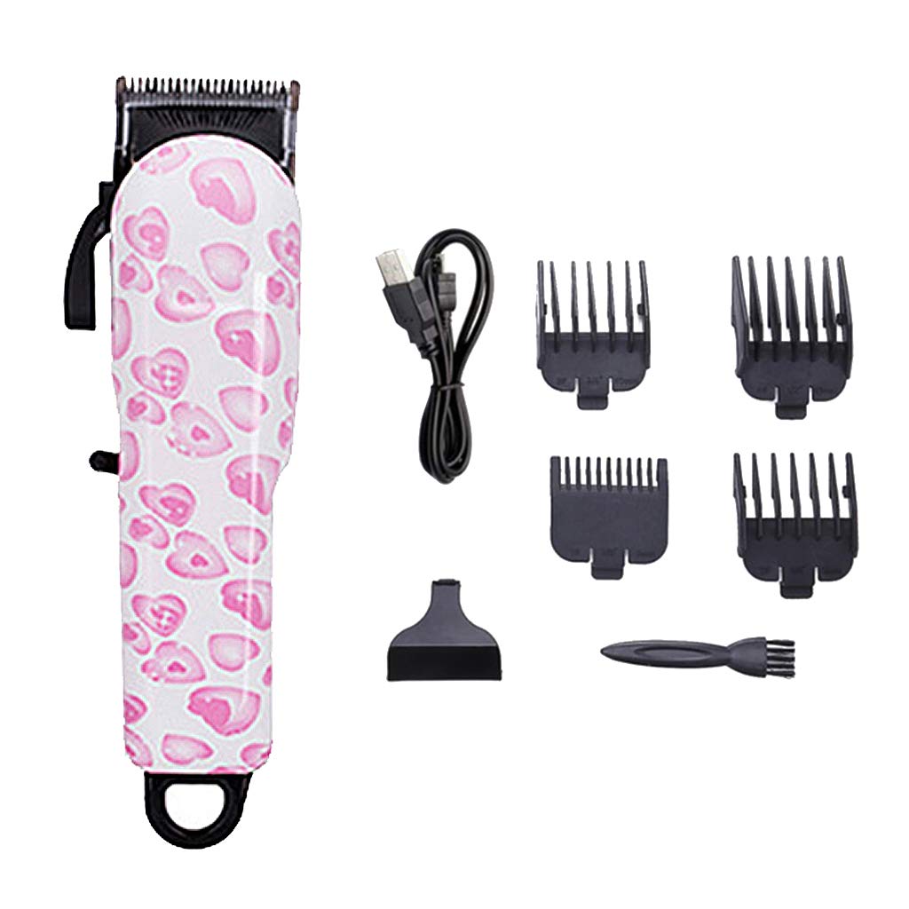 Professional Rechargeable Cordless Hair Clippers for Men - Electric Hair Trimmer & Cutter Set with 5 Adjustable Guards (Peach) | Home Barbering, Self Haircuts & Grooming Kit for Men