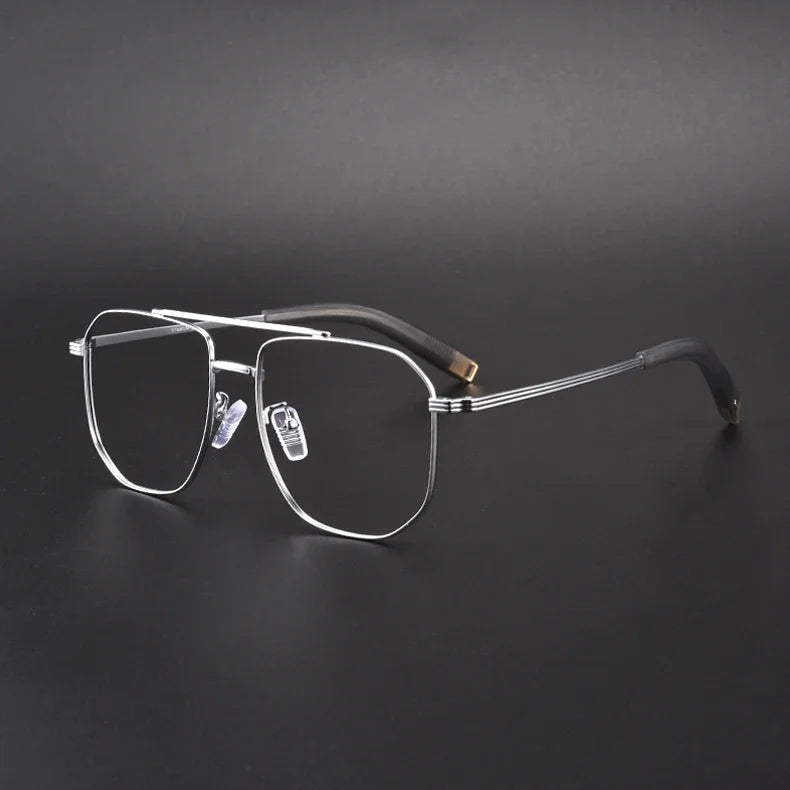 Aror Unisex Full Rim Square Double Bridge Titanium Eyeglasses 40942 - Lightweight Durable Frame for Men & Women - Perfect for Reading, Working & Daily Wear