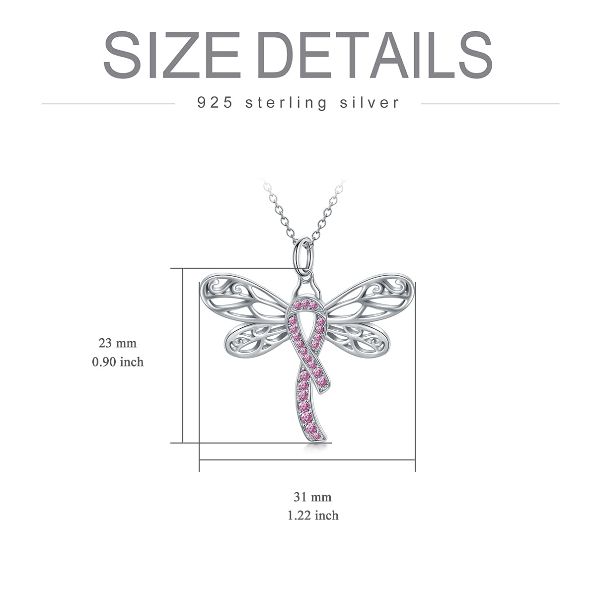Sterling Silver Cancer Awareness Necklace for Women - Inspirational Gift for Survivors, Fighters & Supporters | Perfect for Hope & Strength Jewelry, Fundraising Events & Thoughtful Presents