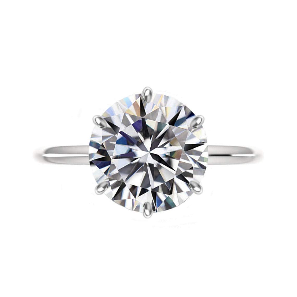 3.00CT Round Cut Colorless Moissanite Six Prong Knife Edge Solitaire Ring in 925 Sterling Silver - Elegant Engagement Ring & Wedding Gift for Her | Perfect for Proposals, Anniversaries, Christmas & Special Occasions