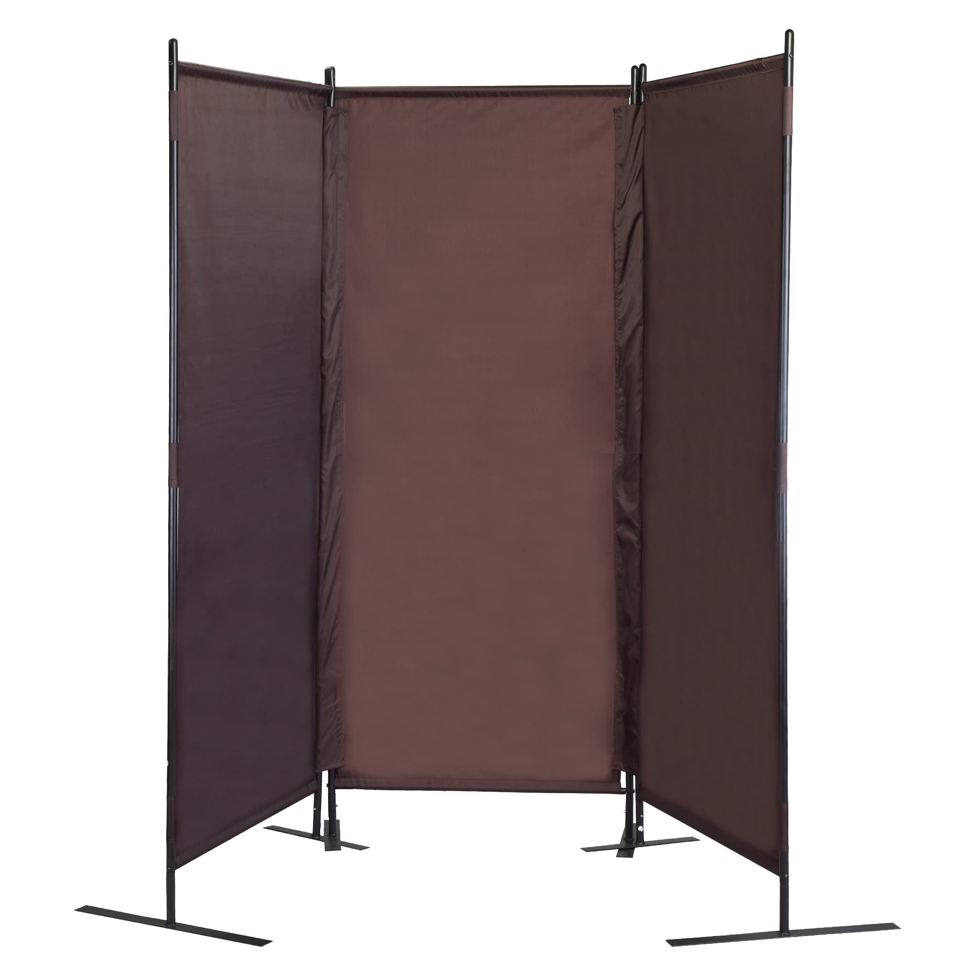 3 Panel Room Divider Screen - Folding Privacy Partition for Home & Office with Oxford Fabric & Iron Metal Frame (Red Brown) - Perfect for Creating Private Spaces in Living Rooms, Bedrooms, or Workspaces