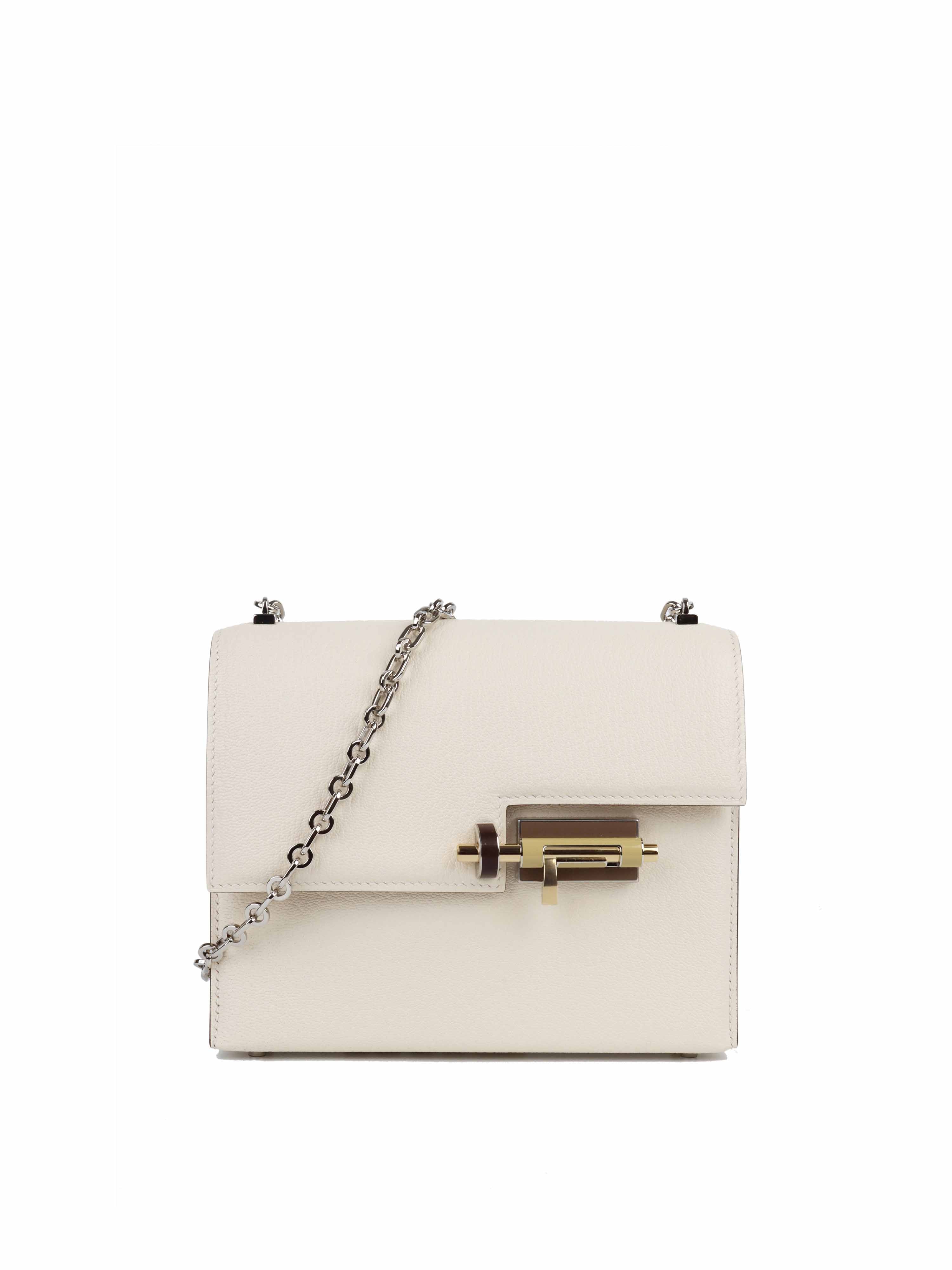 Hermes Mini Verrou Bag in Chevre Mysore Nata Leather with Havane/Tchai/Etoupe Hardware - Luxury Crossbody Bag for Women | Perfect for Evening Events, Date Nights & Special Occasions