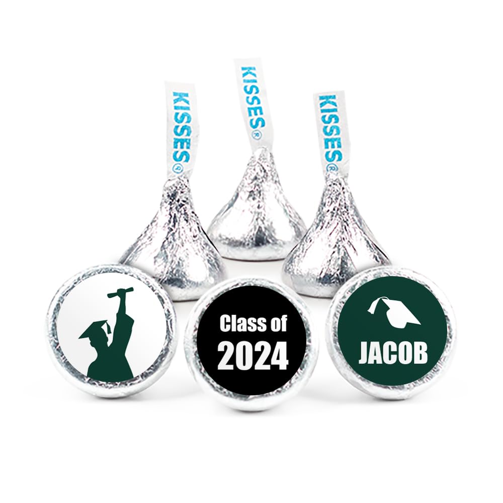 Graduation Party Favors - 108 Count Forest Green Kisses Candy Stickers for Decorations, Goodie Bags & Sweet Treats | Perfect for School Celebrations, Class Gifts & Party Favors