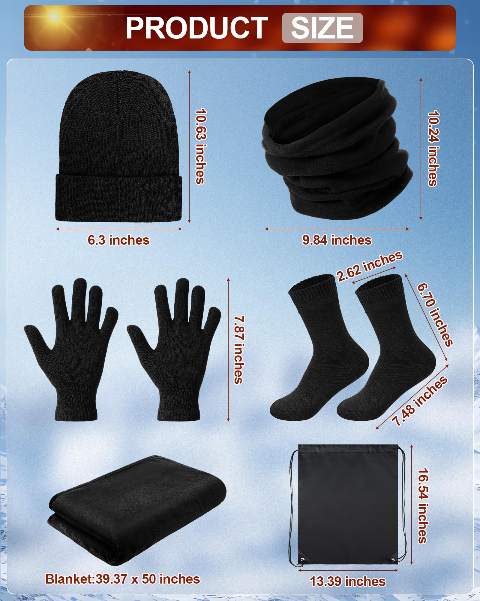72-Piece Winter Homeless Care Kit - Unisex Gloves, Socks, Fleece Blanket, Hats & Scarves with Drawstring Bags | Cold Weather Essentials for Shelters, Charity Donations & Outdoor Survival Gear