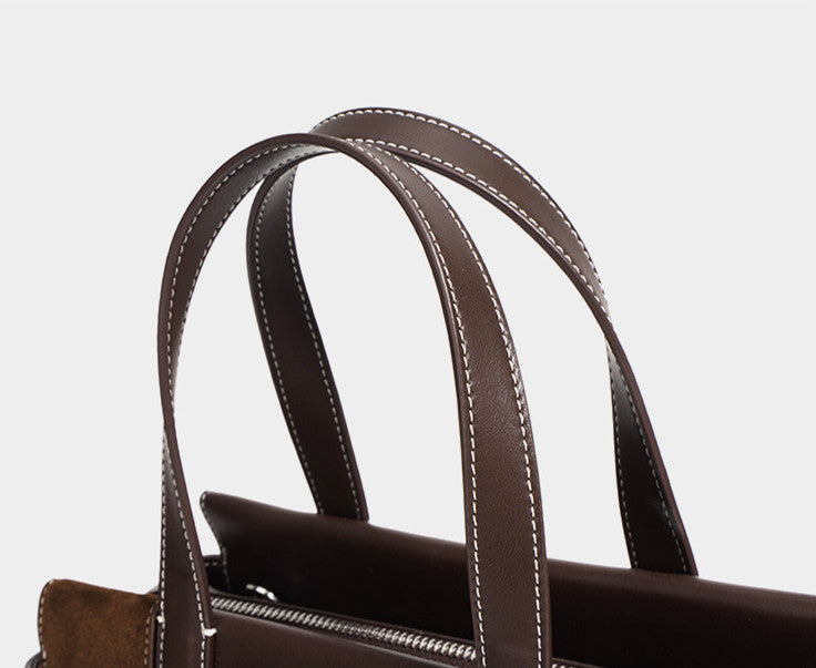 Premium Suede Leather Work Bag for Women & Men - Durable & Stylish Laptop Briefcase for Office, Business, Travel & Commuting
