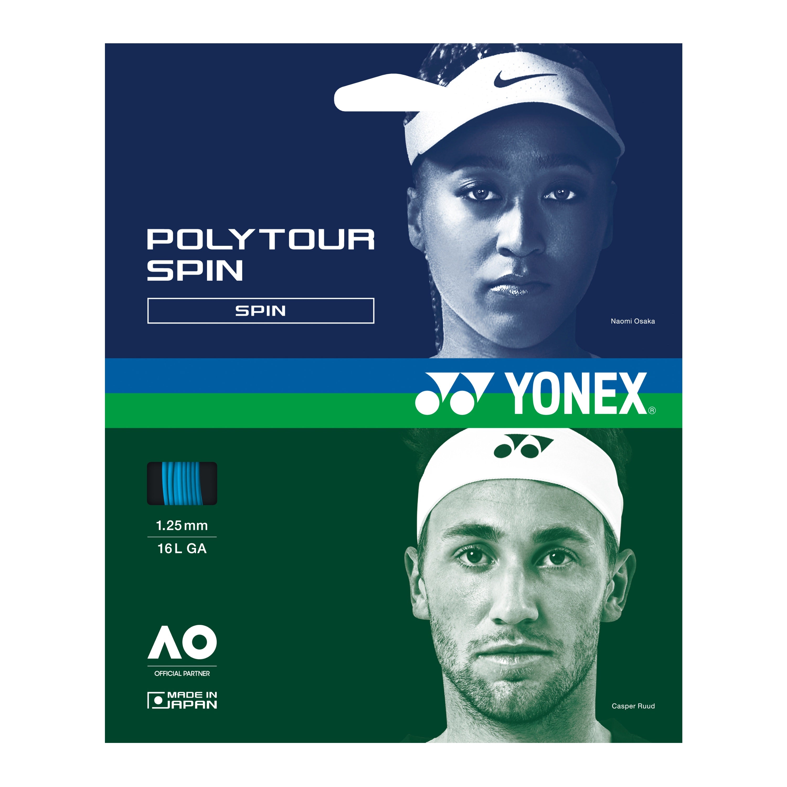 Yonex Poly Tour Spin Tennis String 40ft/12m - High Performance Polyester String for Spin & Control - Perfect for Competitive Players & Tournament Play