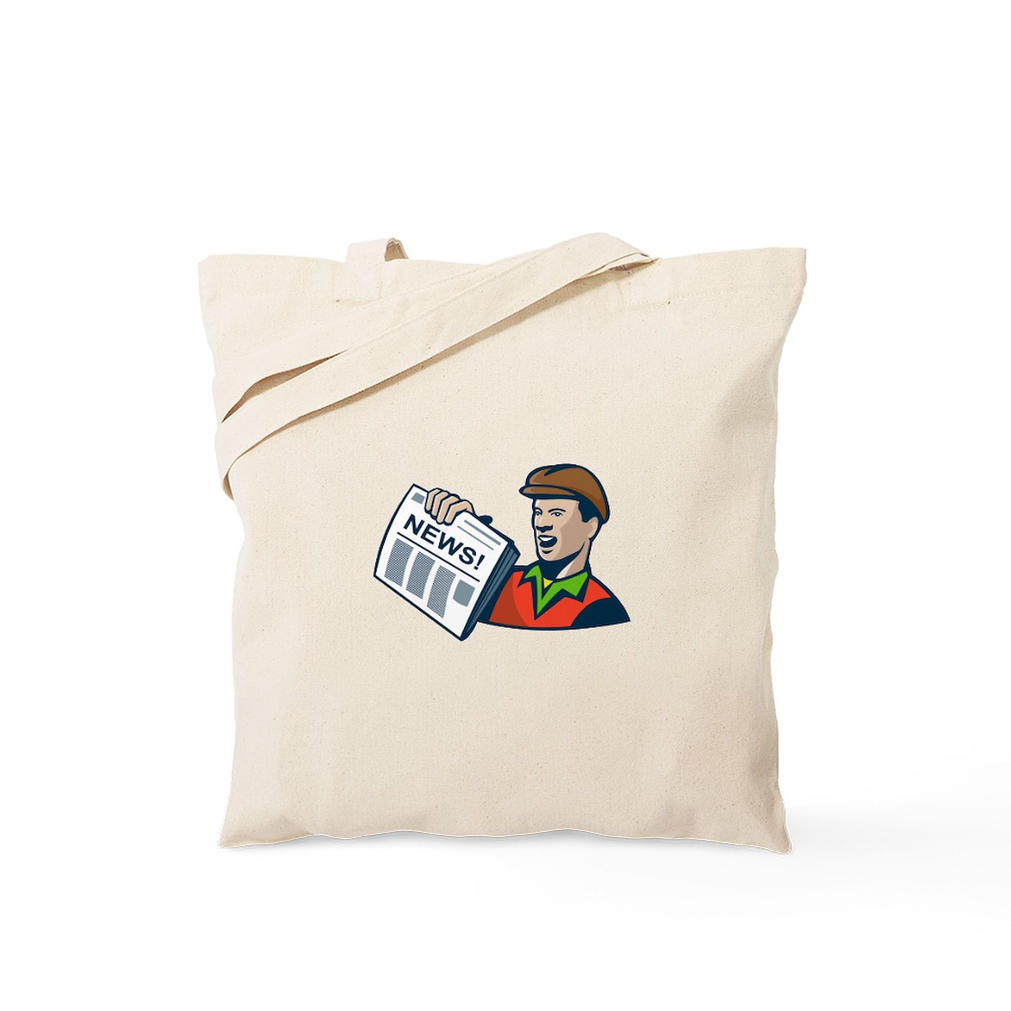 Vintage Newsboy Newspaper Delivery Canvas Tote Bag - Eco-Friendly Reusable Grocery Shopping Bag for Women & Men | Perfect for Groceries, Beach, Work & Daily Errands